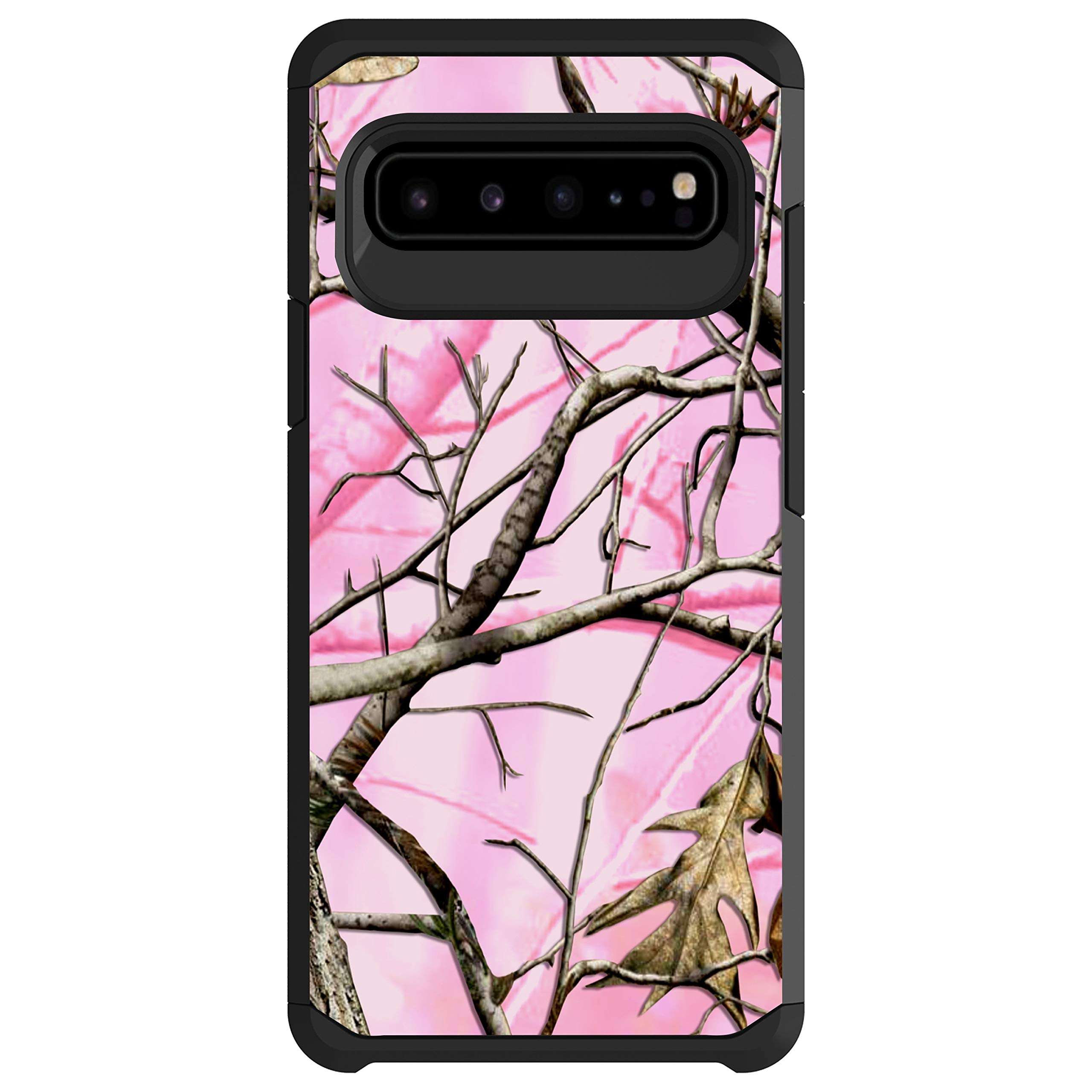 MINITURTLE Compatible with Samsung Galaxy S10 5G G977 Slim Fitted Dual Layer Protective Case - Pink Tree Camo 1