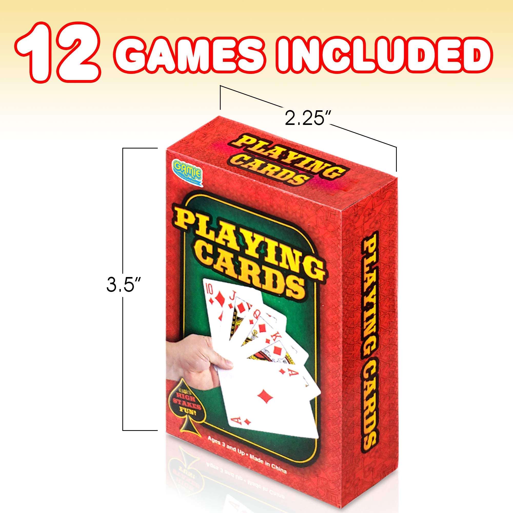 Gamie Red and Blue Decks of Playing Cards - Pack of 12 - Each Pack Includes a Printed Box - Fun Poker Night and Party Favors - Great School and Carnival Prizes for Adults & Kids Ages 3+ 2