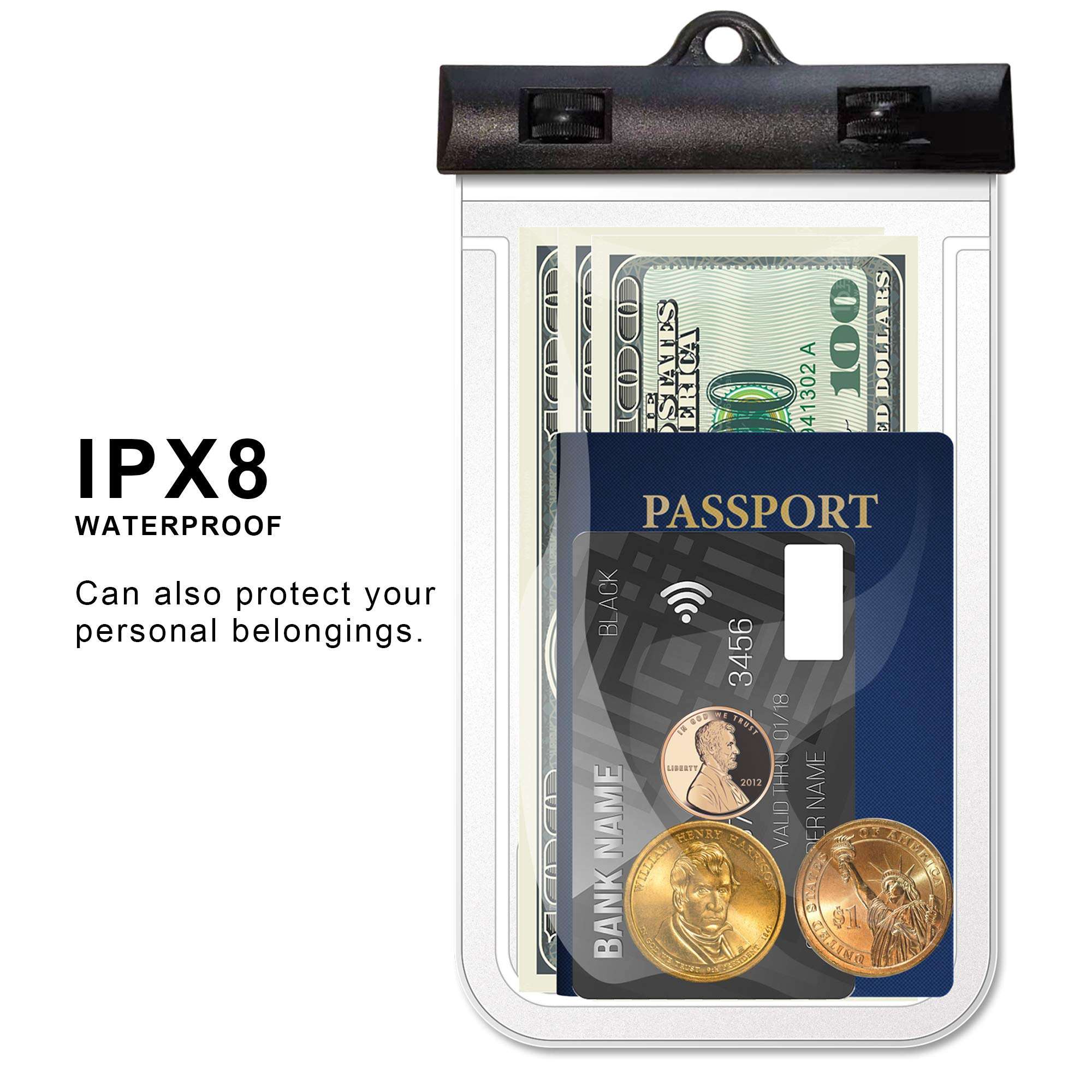 ESJFULI Waterproof Phone Pouch, Floating IPX8 Universal Waterproof Cell Phone Dry Bag case Up to 6.6 inch,ac at The Back of The Vomit Bag-Orang 6