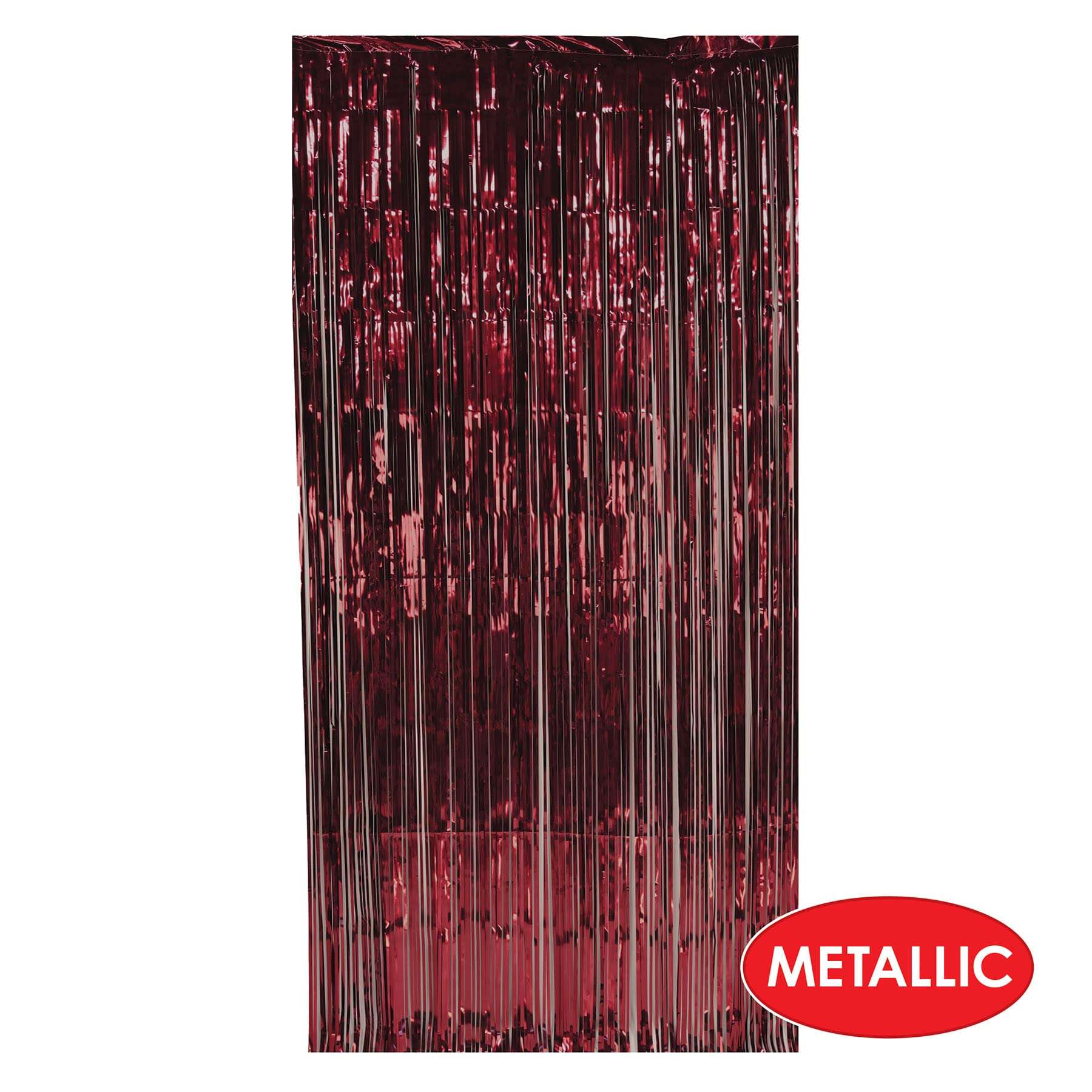 Beistle 1-Ply Tinsel Foil Fringe Curtain Photo Booth Backdrop Birthday Party Decorations, Wedding Reception, Baby Shower Celebration, Graduation Supplies, 8' x 3', Burgundy 4