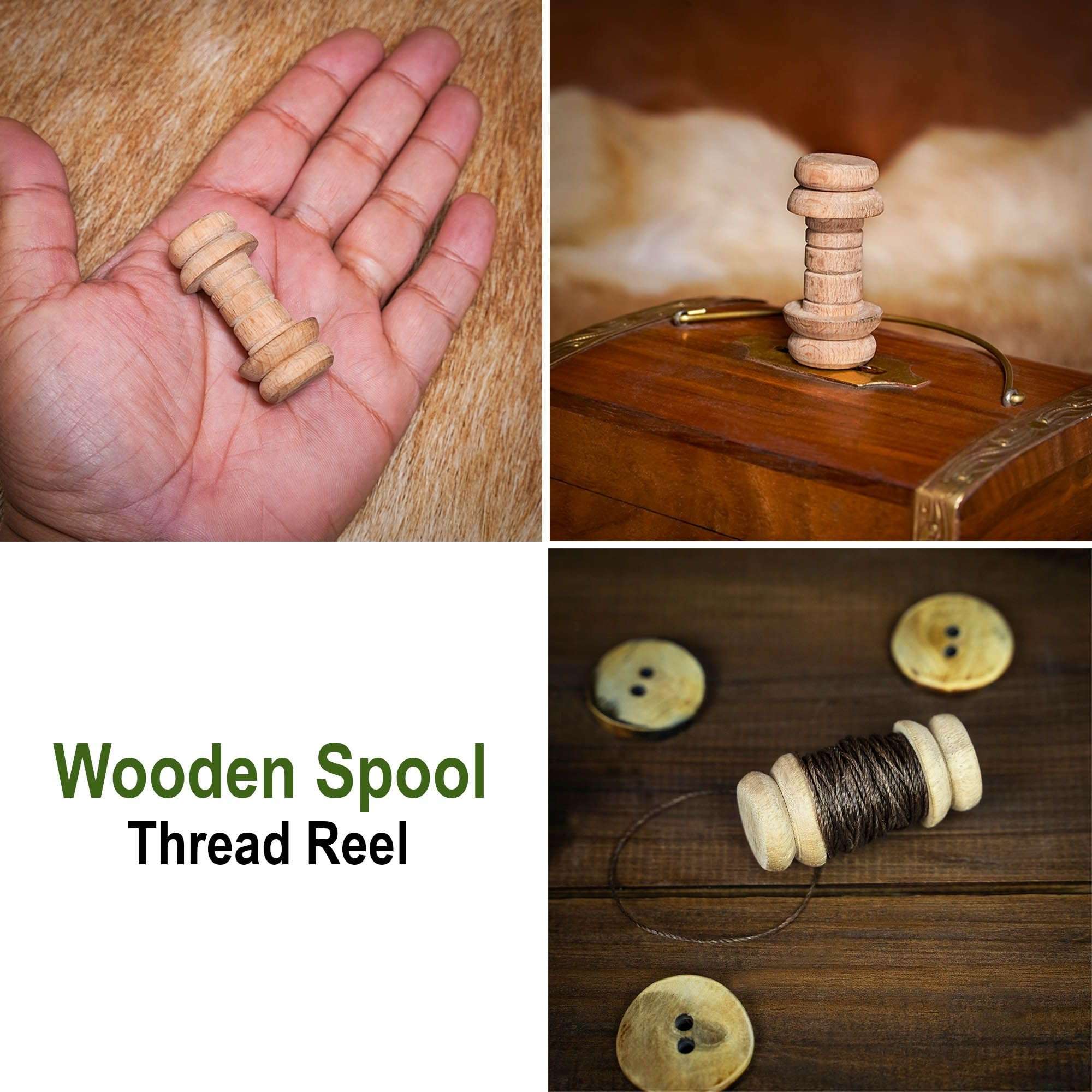 Antique Wooden Spool Thread Reels | Medieval Empty Bobbins Wood Sewing Embroidery Thread Spool Sewing Reels for DIY (Small - Single) 5