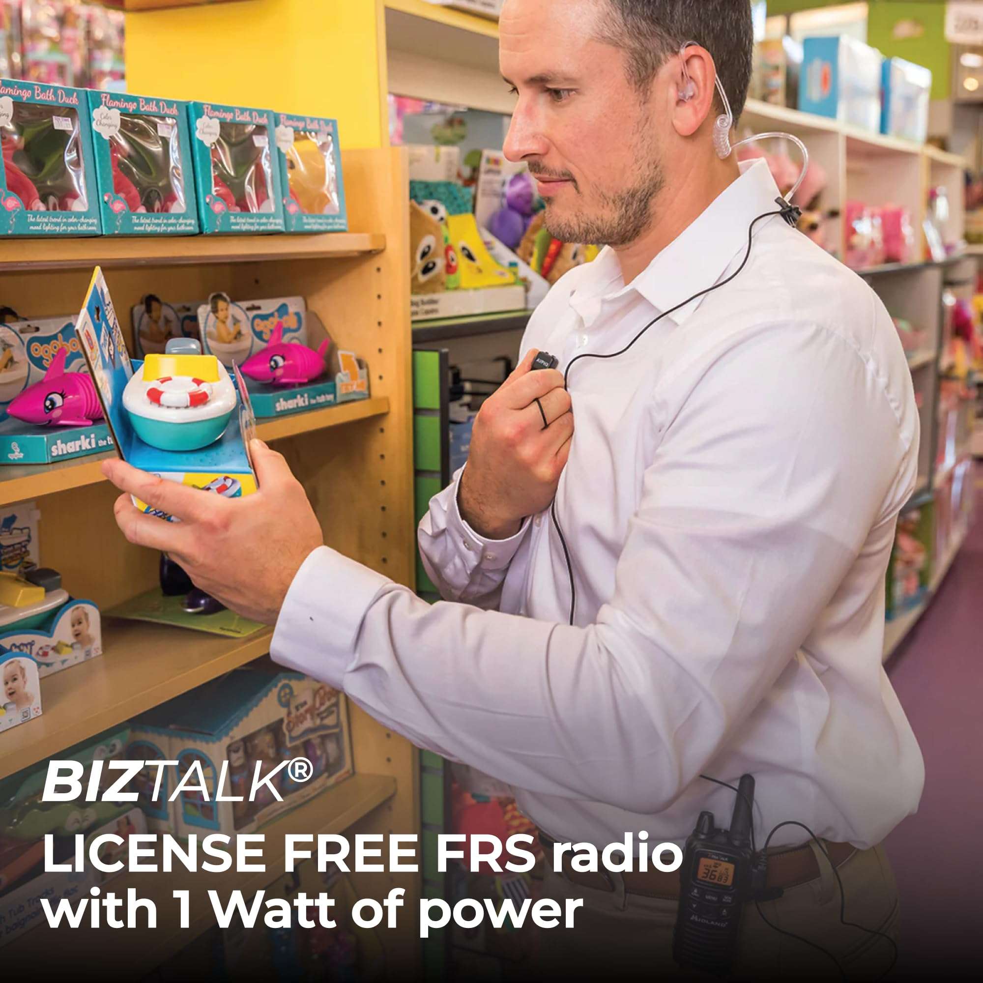 Midland LXT600BB FRS Business Walkie Talkies - Long Range 36-Channel Two-Way Radios with Headsets and Charging Base, NOAA Weather Alerts(2-Pack, Black) 2