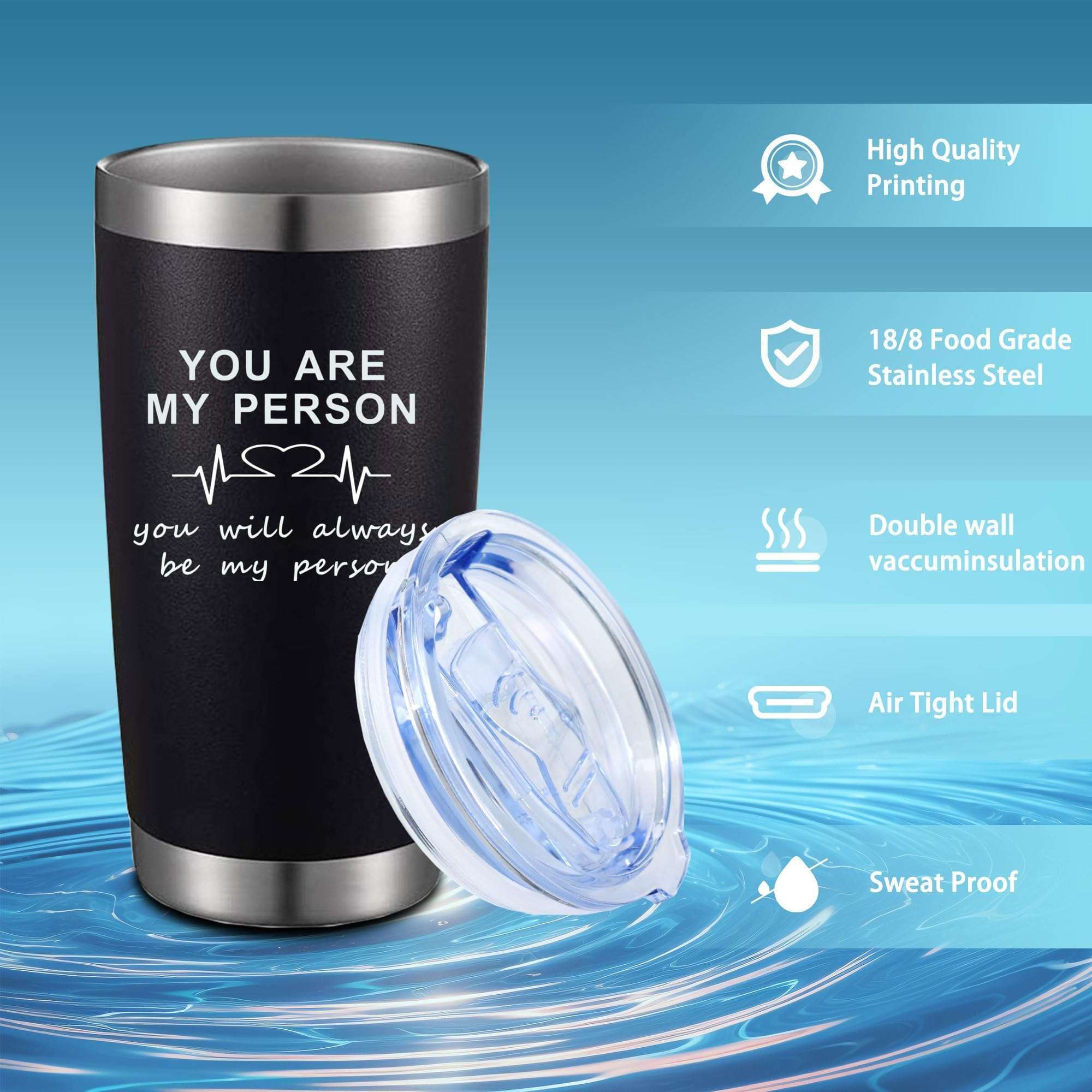 You Are My Person,Greys Anatomy Merch,20 Oz Insulated Stainless Steel Iced Coffee Tumbler With Lid Straw And Brush,Funny Travel Coffee Mug Cup Water Bottle,Gifts for Women Nurse Doctor Friends 2