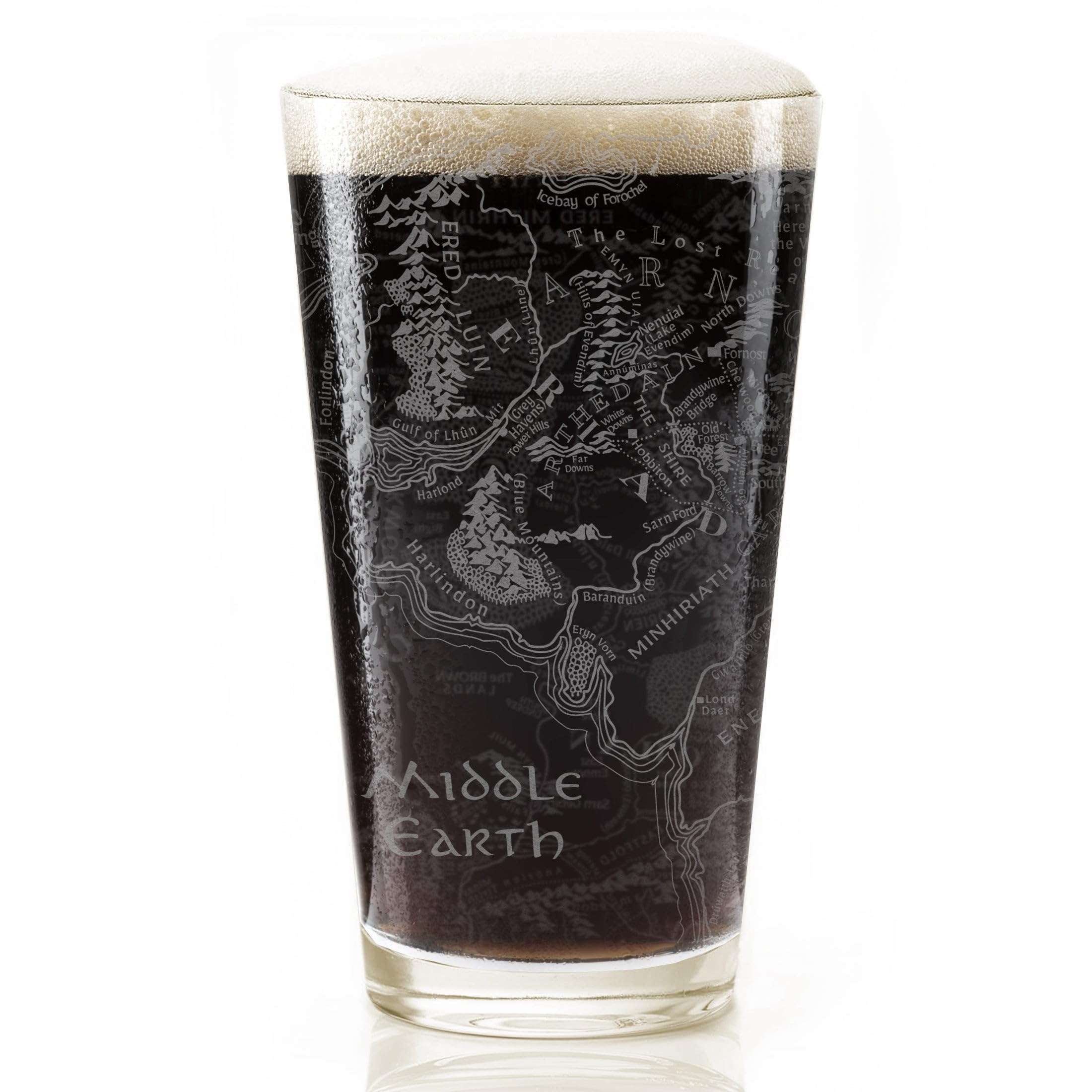 MAP OF MIDDLE EARTH Engraved 16oz Pint Glass | Inspired by Tolkien One Ring and Middle Earth | Great Christmas Gift Idea | Unique Elvish Fantasy Wizard Fantasy Decor! 5