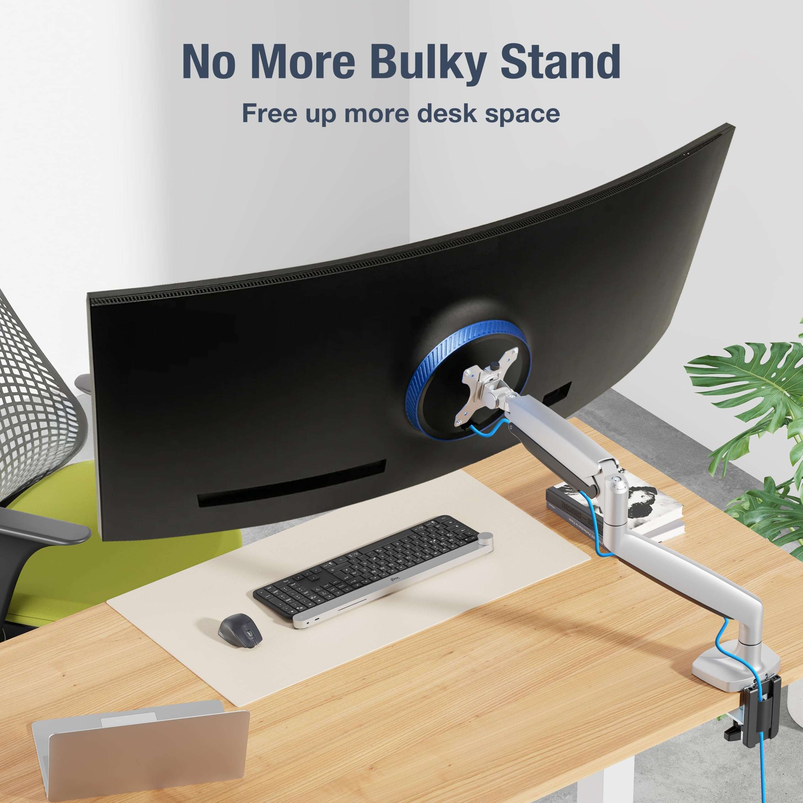 AVLT Single 17"-45" Monitor Arm Desk Mount Premium Mechanical Spring fits One Flat/Curved/Ultrawide Monitor Full Motion Height Swivel Tilt Rotation Adjustable, Gray 5