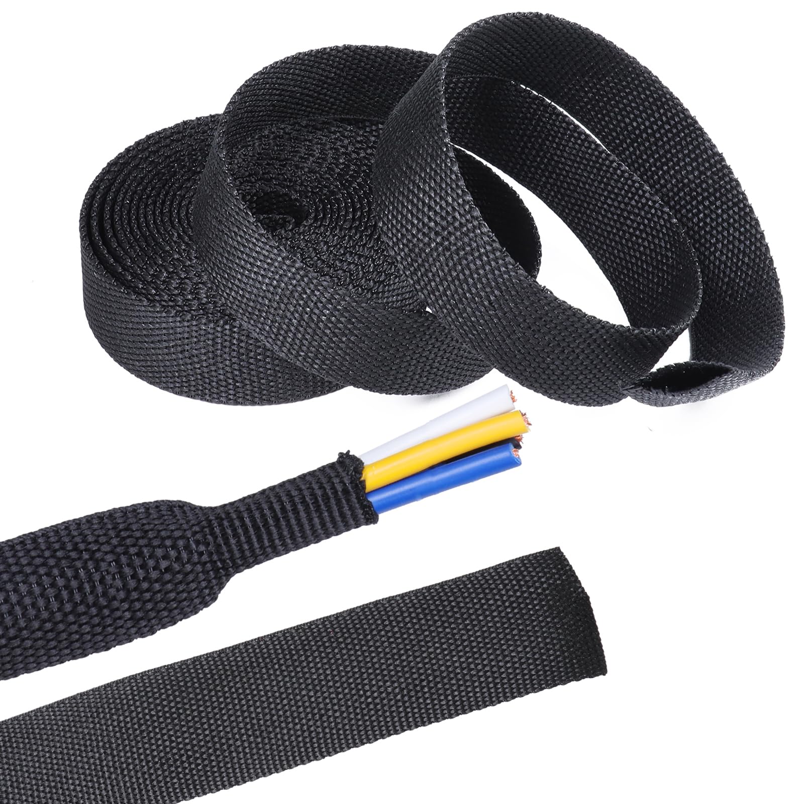 Sonoreboom 2 in 1 Heat Shrink Braided Sleeving Fabric Tubing-Perfectly fit Irregular Shape Hose/Cable/Wire (1/2"(12mm), 32FT)