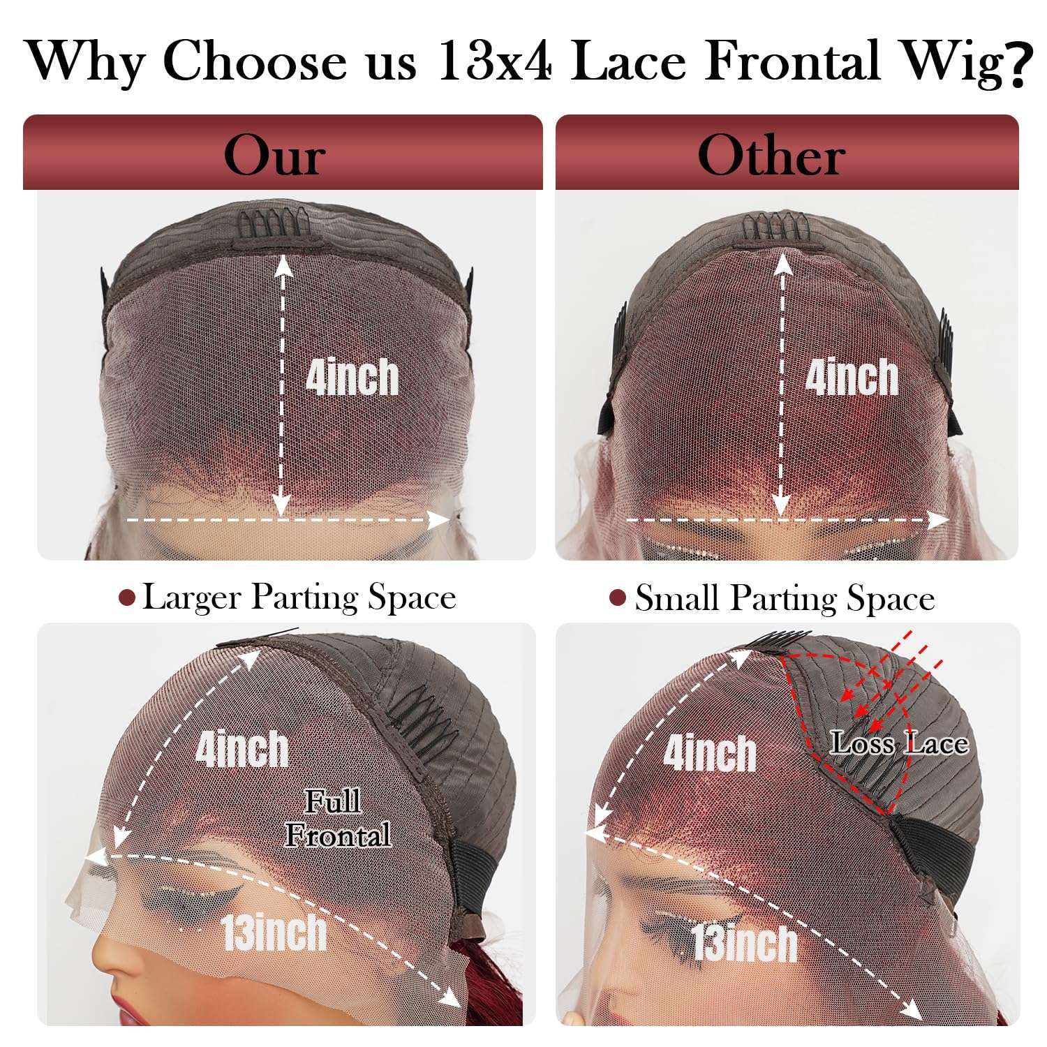 Gemlong 24 Inch 99J Burgundy Lace Front Wigs Human Hair Body Wave 13x4 HD Transparent Pre Plucked Glueless Lace Frontal Wig Human Hair 200% Density Red Wine Colored Human Hair Wigs for Women 4