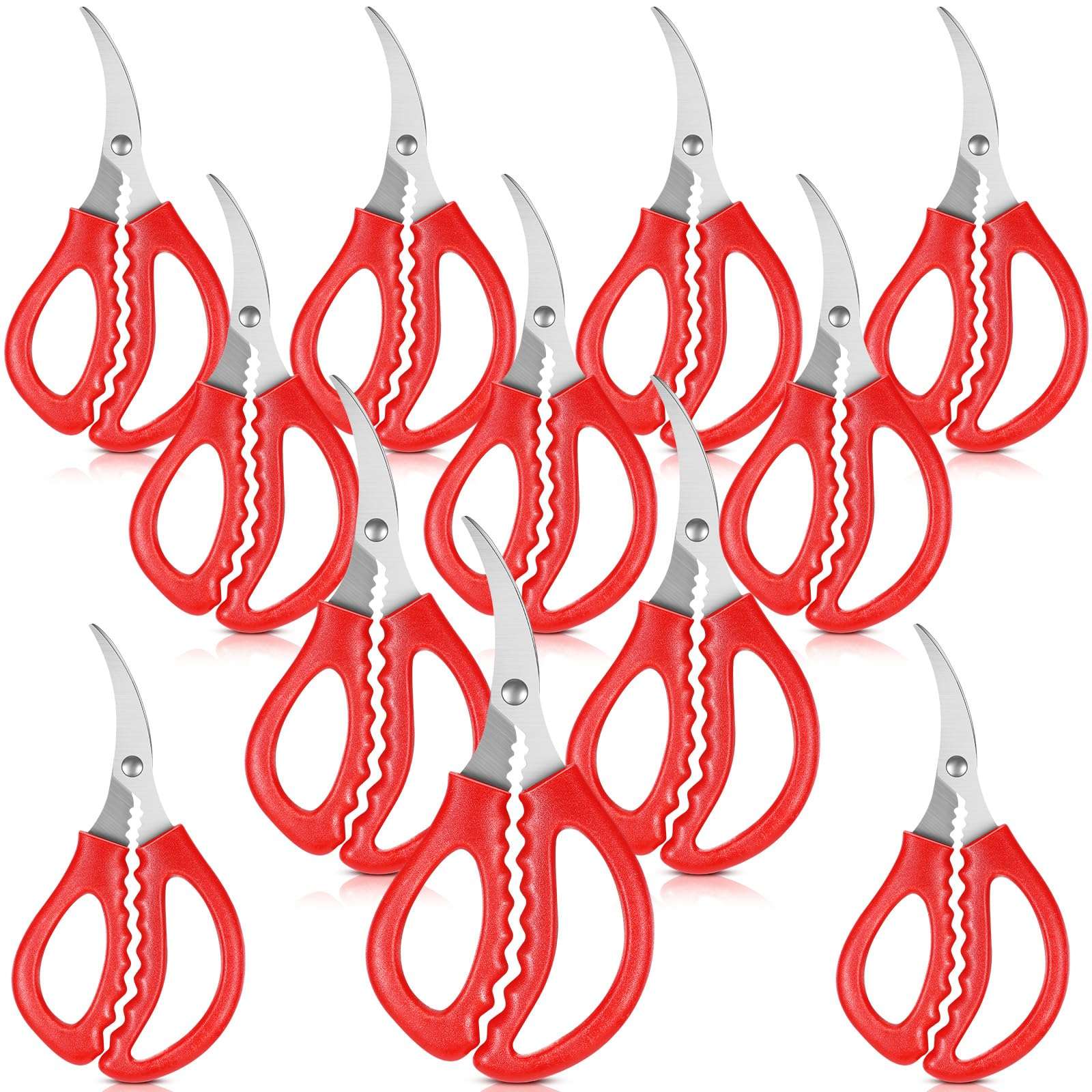 Gisafai 30 Pcs Kitchen Seafood Scissors for Crab Bulk, Red Leg Scissors Multifunctional Stainless Steel Shears Crab Leg Crackers Fish Crab Shrimp Lobster Scissors for Kitchen Seafood Peeling Tools 1