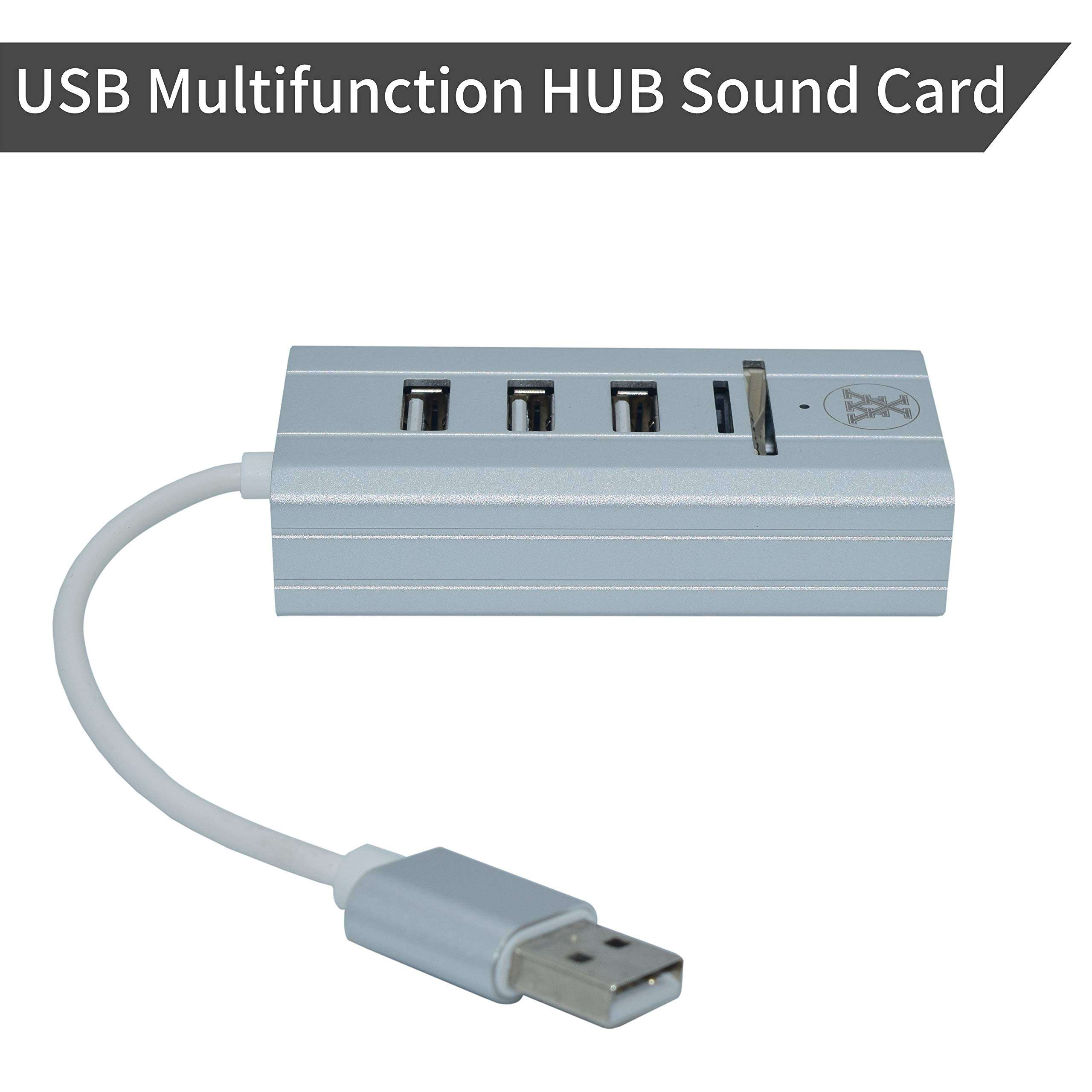 YXY USB Hub 8 in 1 USB 2.0 Adapter with 3 Audio Mic Port 3.5mm Headphone and Microphone,SD&TF Card Reader,Audio Jack for MacBook Pro and Other UBS Devices 1