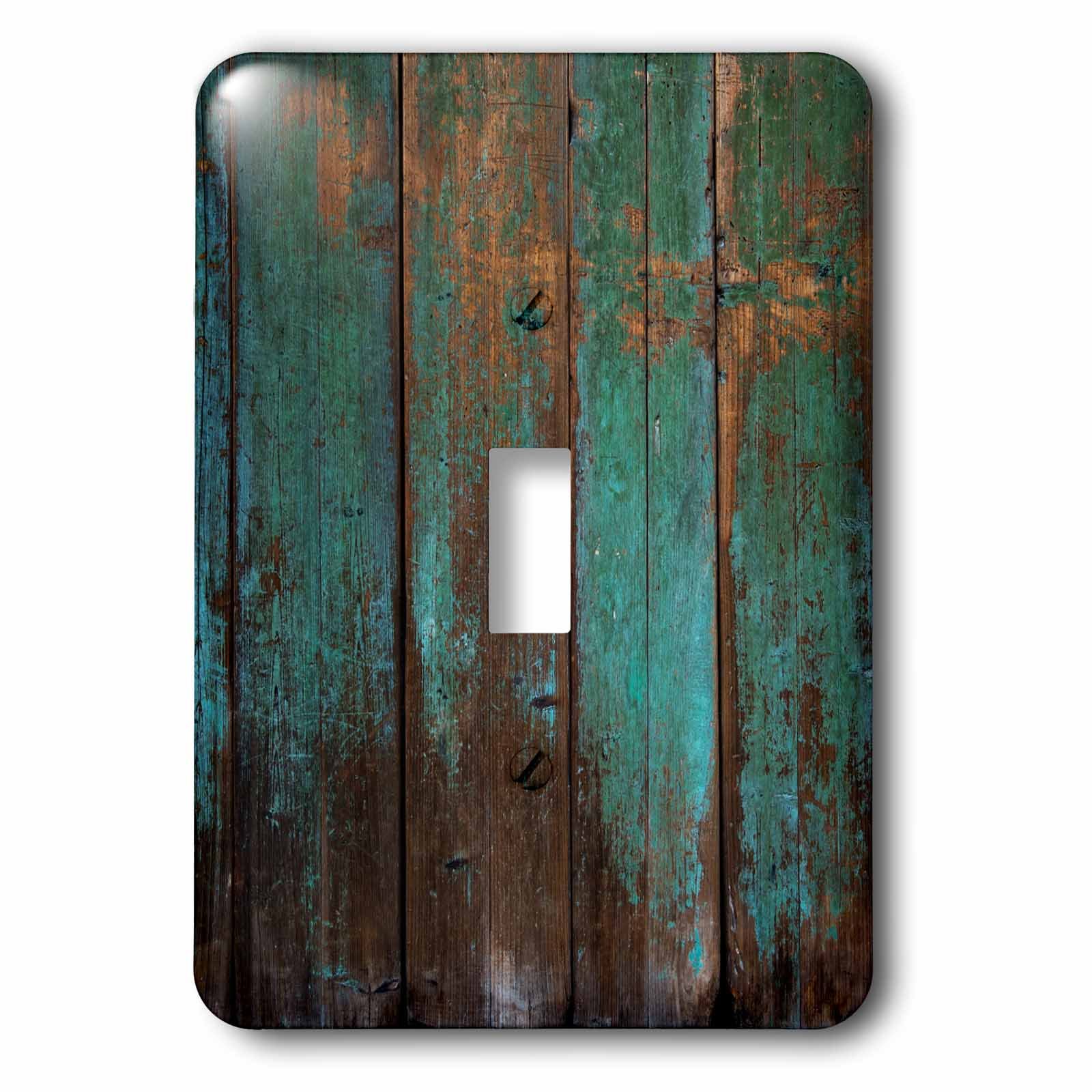 3dRose LSP_239940_1 Teal Distressed Country Wood Effect Single Toggle Switch