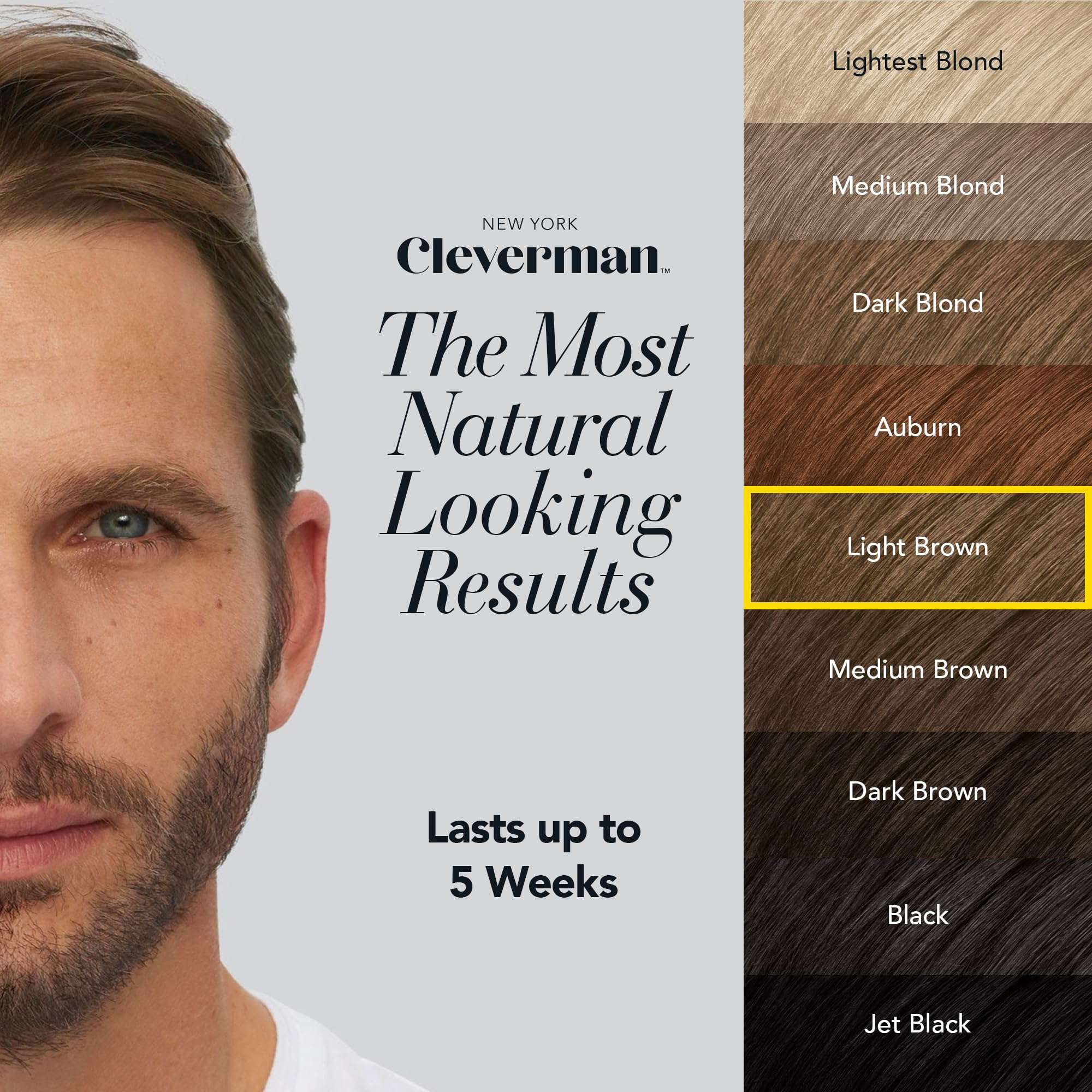 Cleverman 2 Pack - Light Brown Hair & Beard Dye for Men x2 + 1 Free Sensitive Face & Beard Scrub 3
