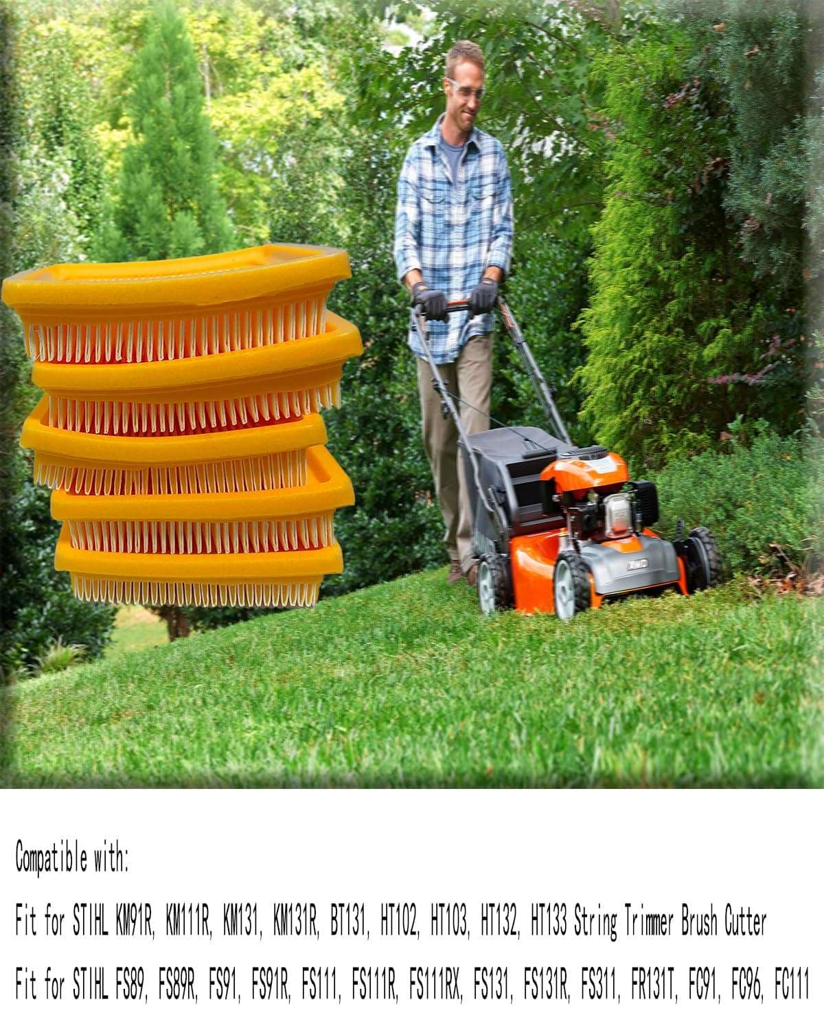 Austkokiyo 10 Pcs Air Filter Replace 4180 141 0300 Fit for Stihl KM91R KM131 FS89 FS91 FS111 FS131 FC91 FC96 FC111 String Trimmer Mowers Brushcutter 5