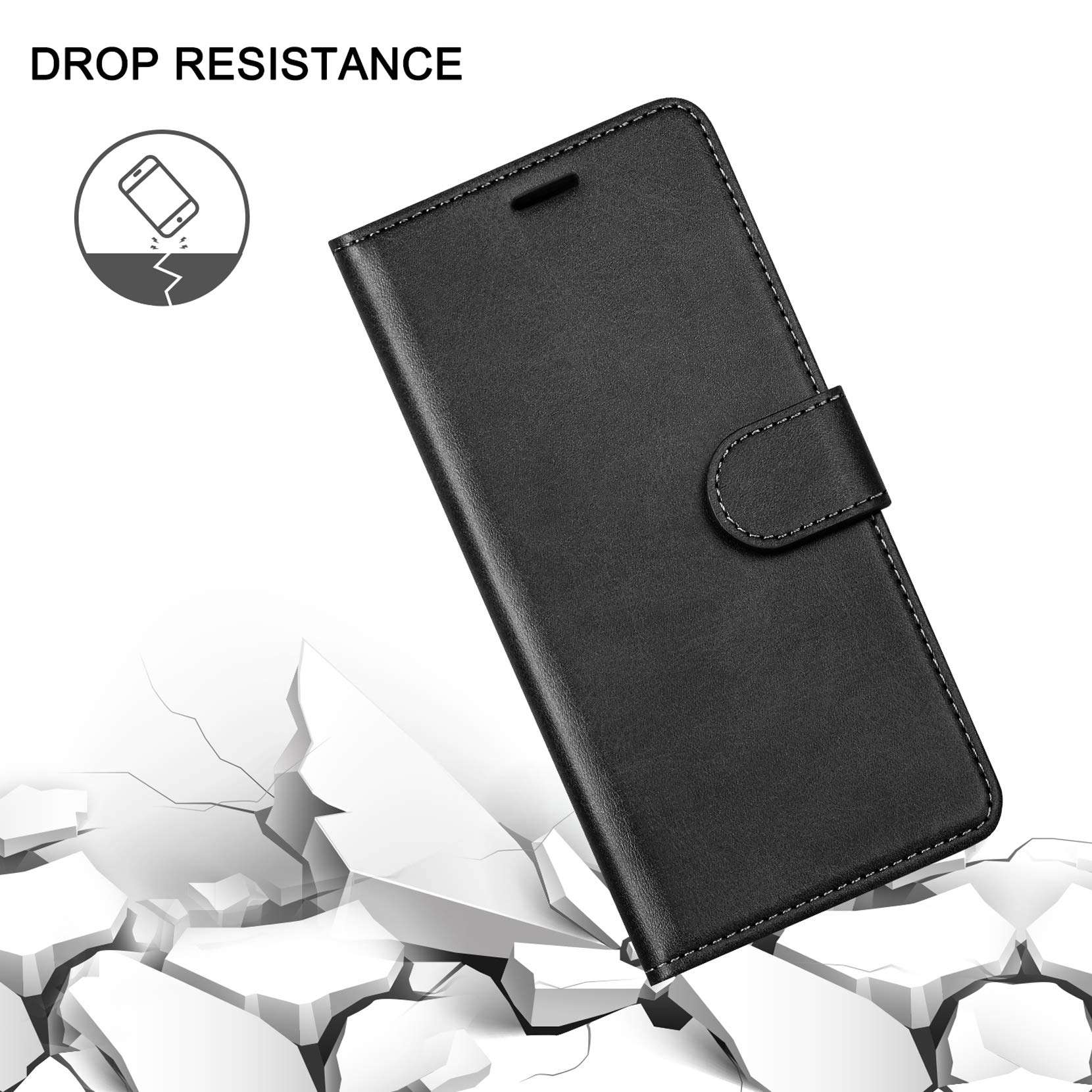 ykooe Google Pixel 4A Case (5.8"), Classic PU Leather Flip Phone Case for Google Pixel 4A 2020 Card Holder Cover, Black 6