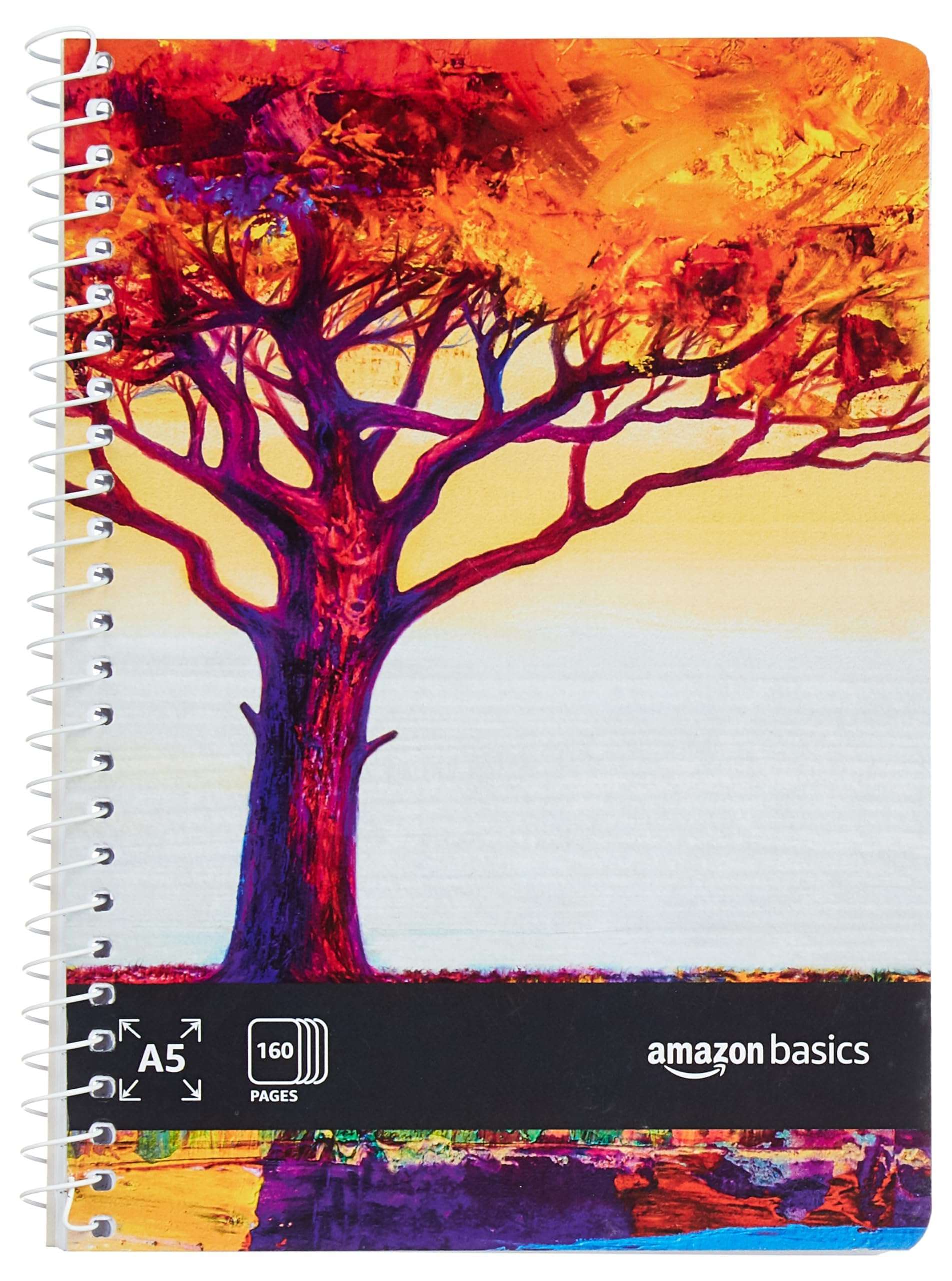 amazon basics Metal Spiral Notebooks A5 Size 160 Sheet | High Bright Paper | Single Ruled | Thick Black Covers | Pack of 3 (Assorted Colours) 6