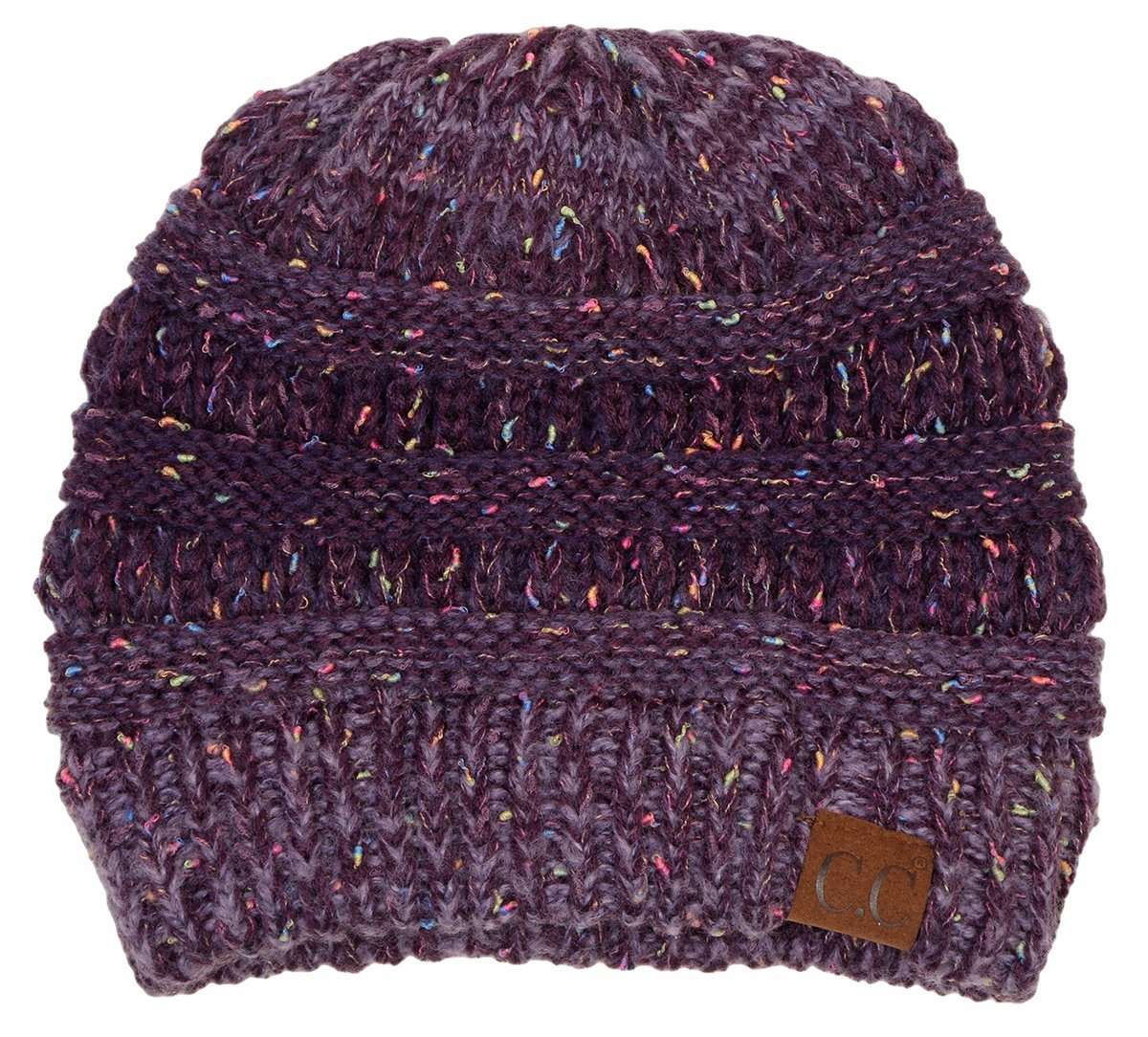 Funky Junque Confetti Knit Beanie - Faded/Variegated Purple 1