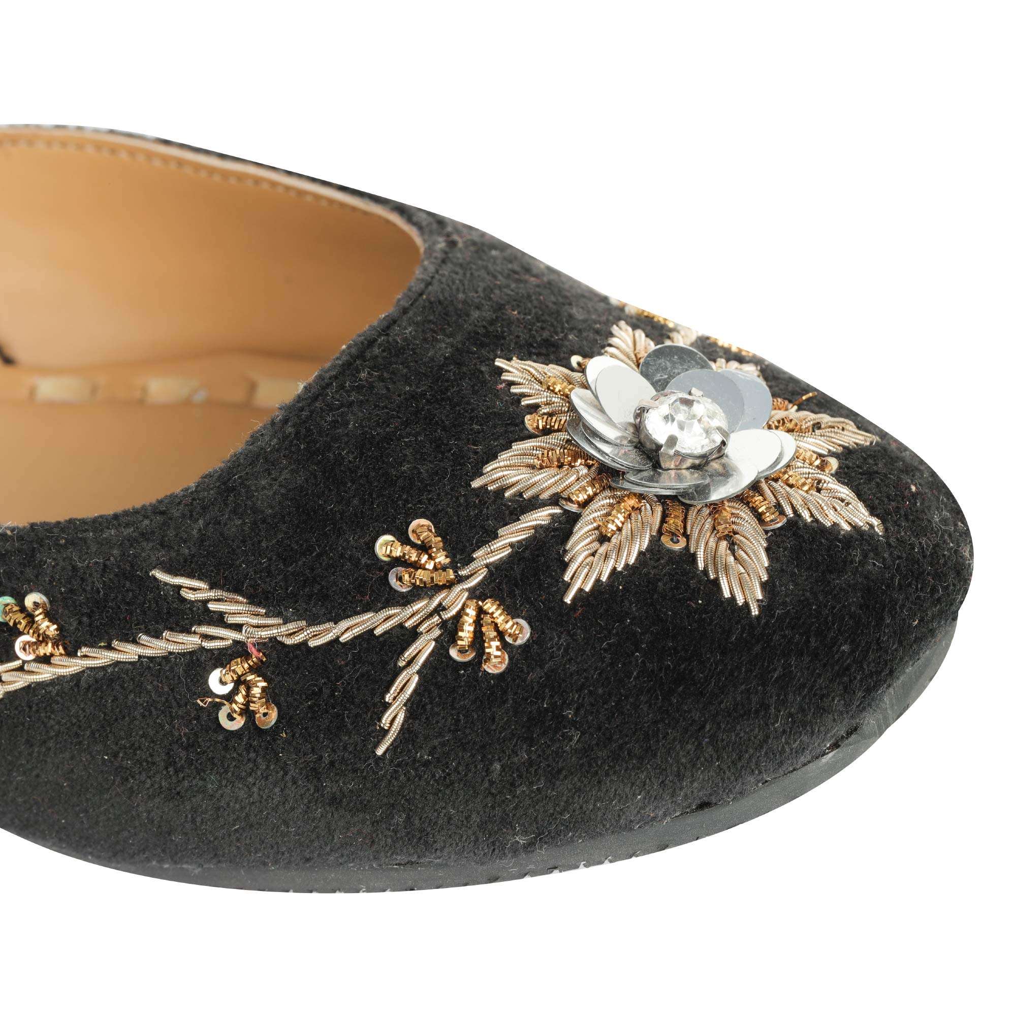 Amica Slexia Women's Leather Jutis & Mojari (Black_Size-7) 3