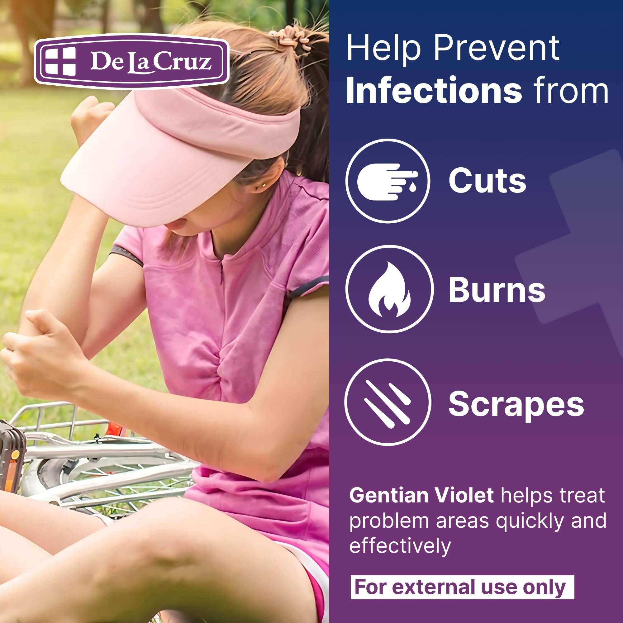 De La Cruz Gentian Violet - Violeta de Genciana 1% First Aid Antiseptic for cuts, scrapes and Burns, 1 FL OZ (9 Bottles) 3