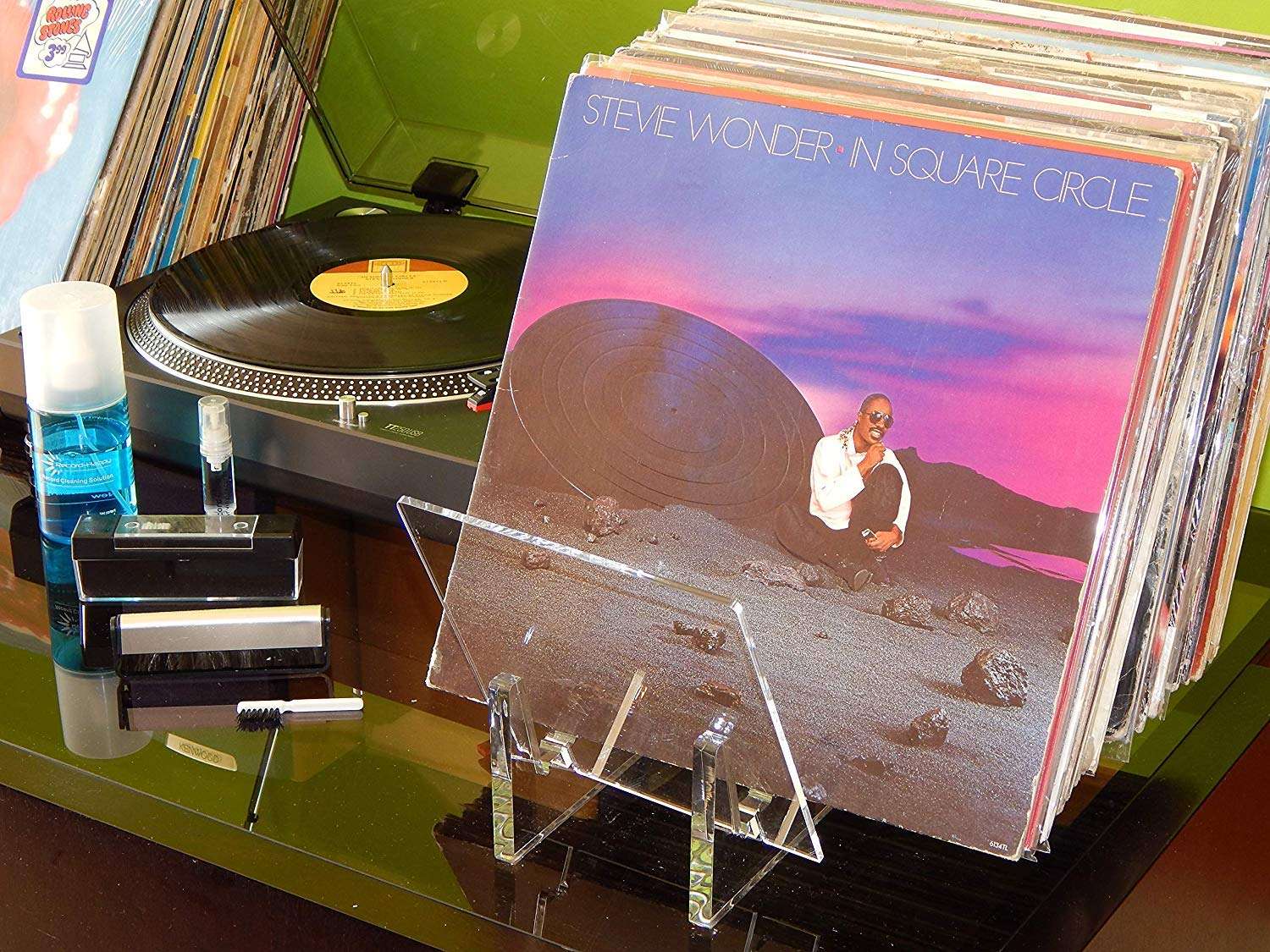 Record-Happy Vinyl Record Holder Acrylic Stand - Premium Crystal Clear LP Rack holds up to 30 Album Lp's Functional Rack Design Perfect for 12” or 7” Singles 3