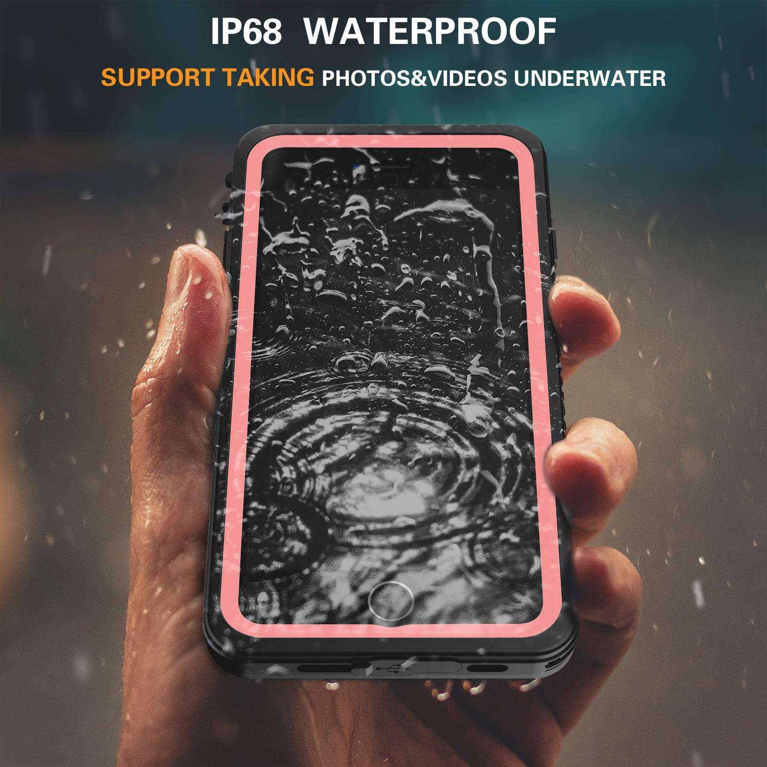 AMILIFECASES iPhone 7 Plus Case Waterproof iPhone 8 Plus Case Full Body Shockproof Sandproof Case iPhone 7 Plus/8 Plus(Pink/Clear) 2