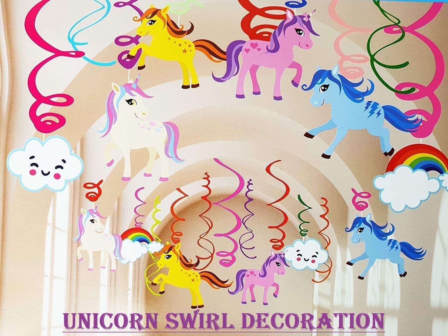 FunBlast Unicorn Theme Birthday Decorations Swirls Hanging Decorations 12 Pcs for Girls Party Decoration, Ceiling Decor Supplies, Swirl Backdrops, Magical Decorations 3
