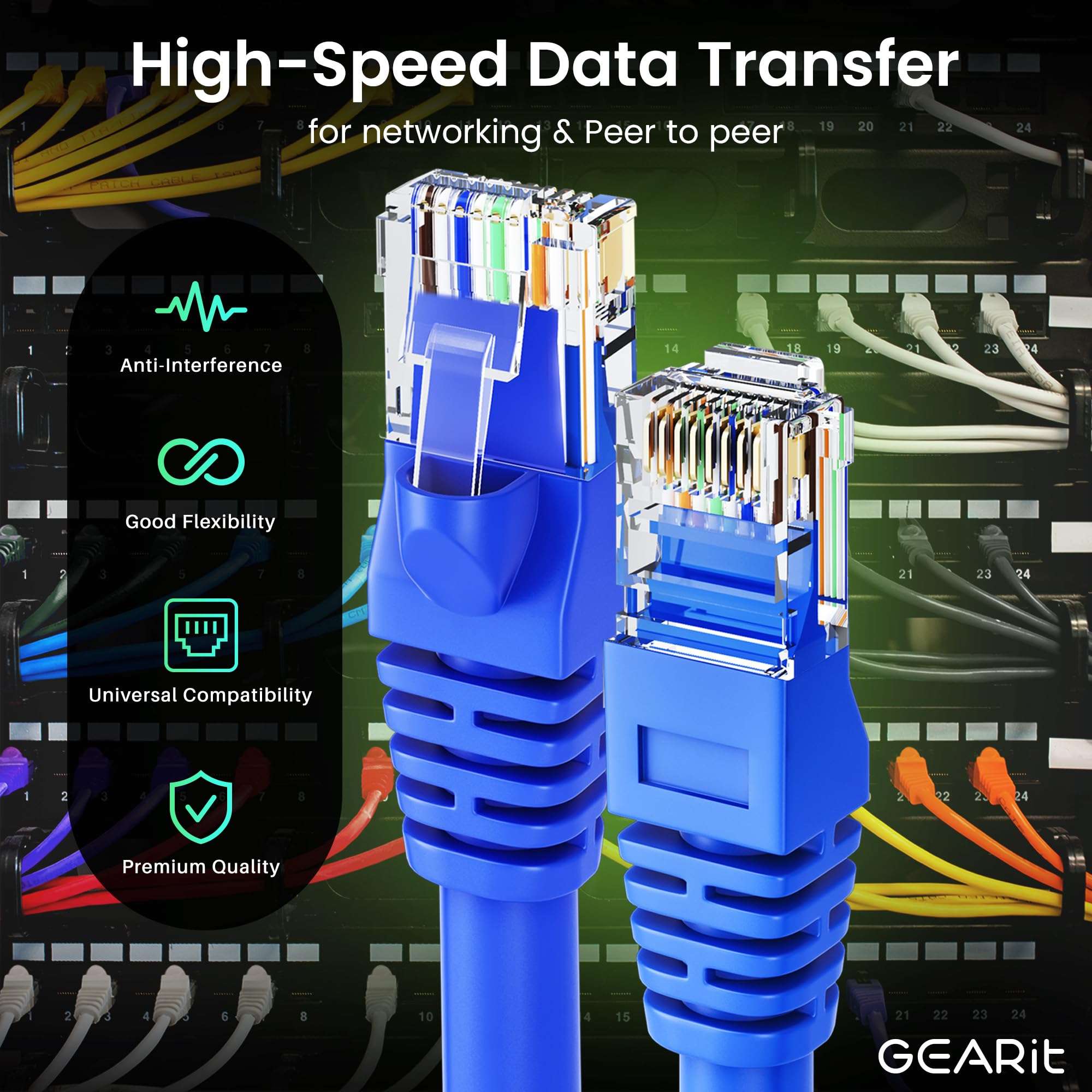 GEARit Cat 6 Ethernet Cable Pack - 10-Pack 6 ft Cat6 Ethernet Patch Cables | RJ45 Network Patch Cable, 10 Gbps Snagless Gold-Plated Connectors - Ethernet Cable Cat 6 for PC, TV, Router - Blue 3