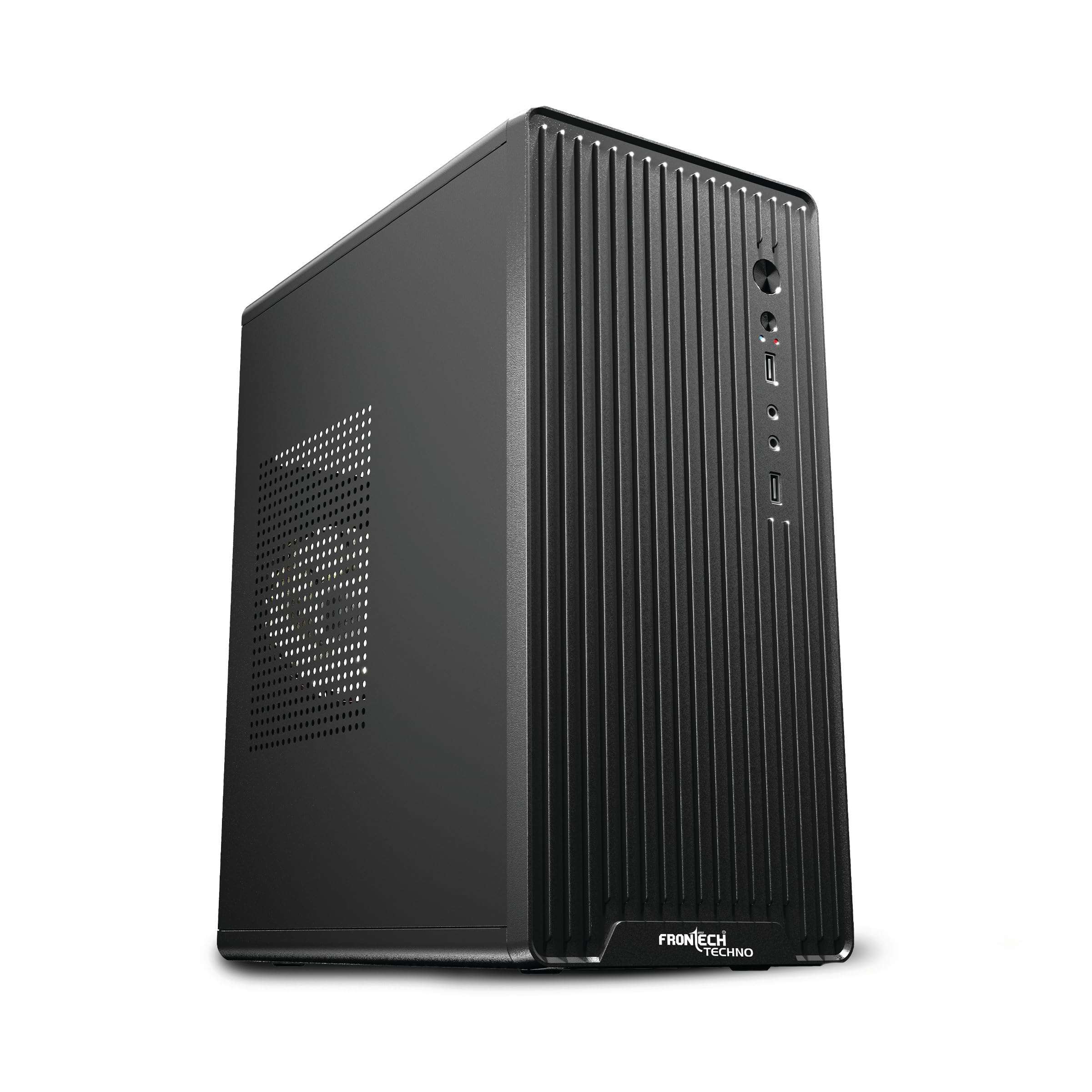 FRONTECH Techno Computer Case, Compact Silver Range PC Cabinet with USB & Audio Ports, SMPS Slot, Lightweight Design for Home & Office (FT-4375_ Black) 1