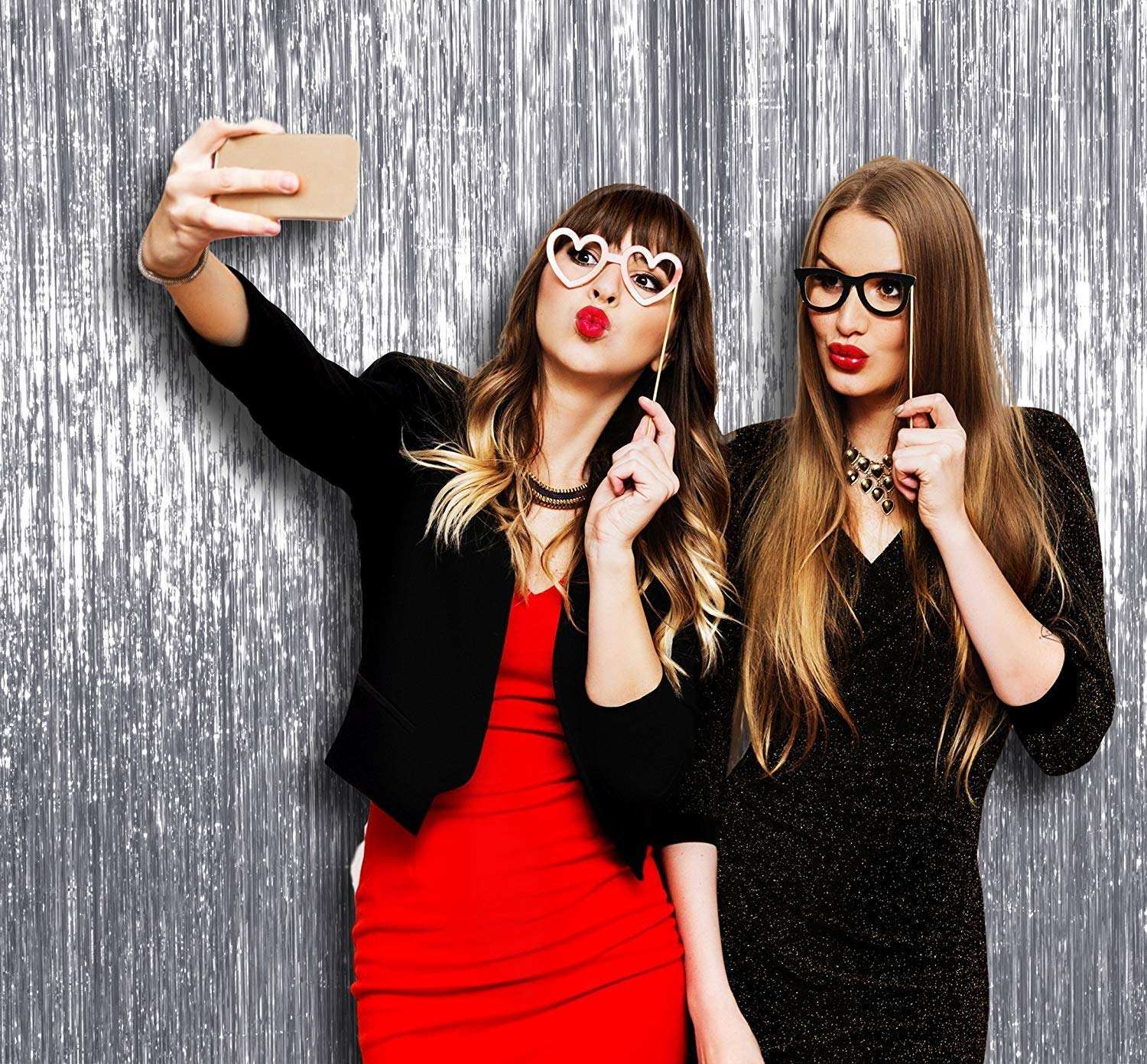 Khyati Traders Silver Foil Curtain Pack of 2 for Birthday, Anniversary Marriage and Bachelorette Decoration 5