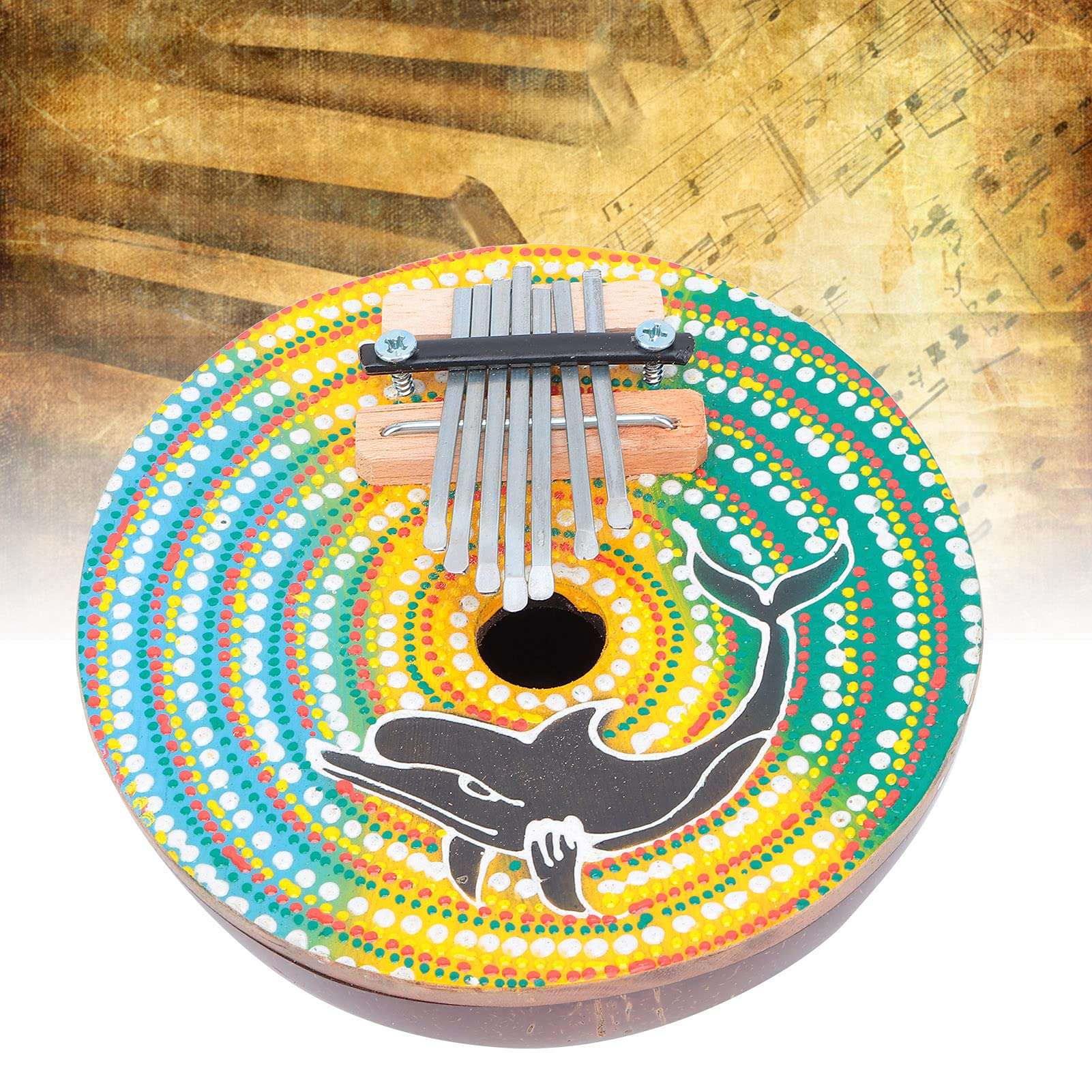 Finger Piano, Musical Instrument Coconut Shell Shape Leisure Painted Mini 7 Key for Create Music 5