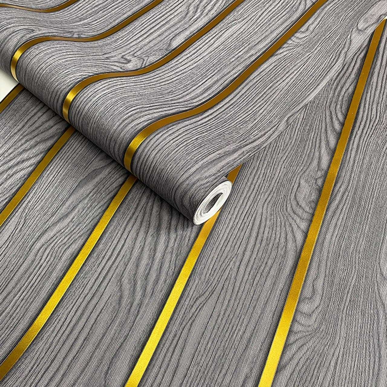 D-fix® Adhesive Wallpaper Waterproof Old Furniture Vinyl Stickers Wooden Door Wardrobe Desktop PVC Wall Papers (45cm X 300cm) (Grey Gold) 1