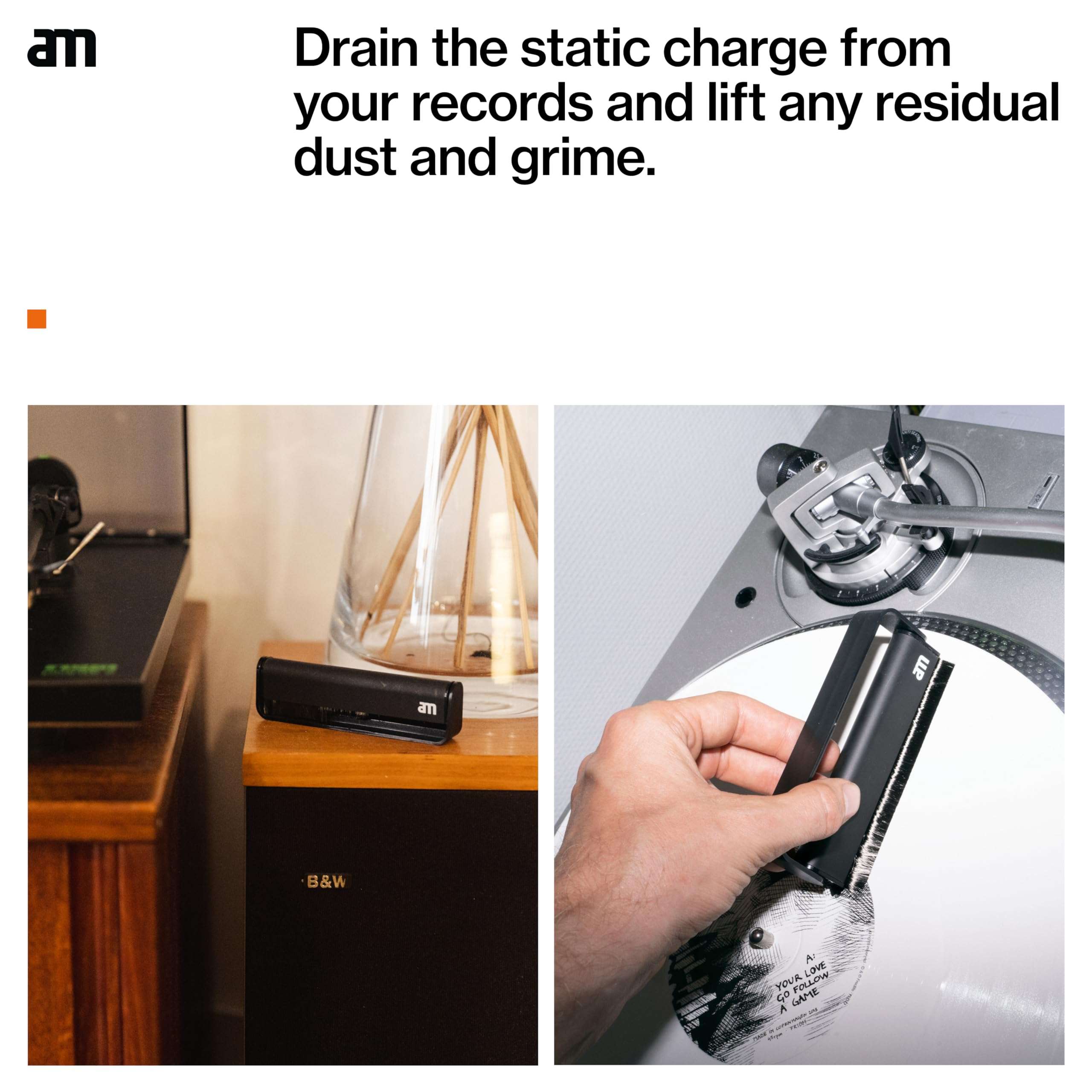 AM Record Cleaner Brush, Ultra Fine Carbon Fibre, Record Anti-Static for Music Lovers, Lifts Dust & Reduces Friction, Record Cleaning Must Have 4