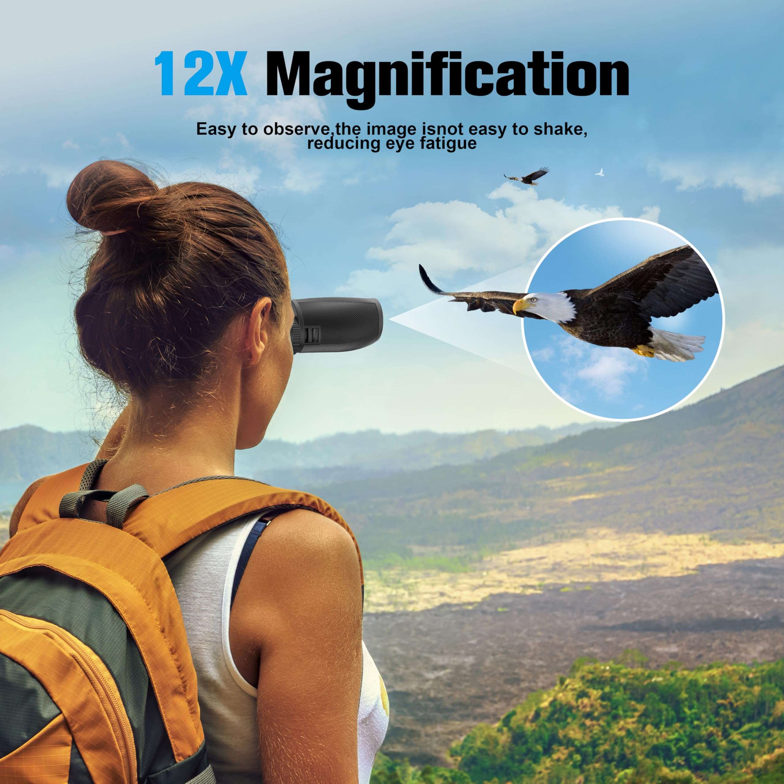 Binoculars 12x25 for Adults and Kids Night Vision Binoculars Compact Binocular Waterproof Binocular Wide Field of View for Bird Watching,Hiking,Hunting,Concert with Binocular Cases 3