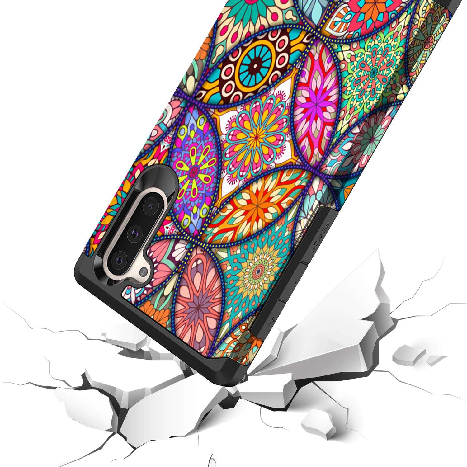 Rosebono Compatible with Samsung Galaxy Note 10 Plus Case, Slim Hybrid Dual Layer Shockproof Hard Cover Graphic Fashion Cute Skin Cover Armor Case for Samsung Galaxy Note 10+ (Colorful Mandala) 5