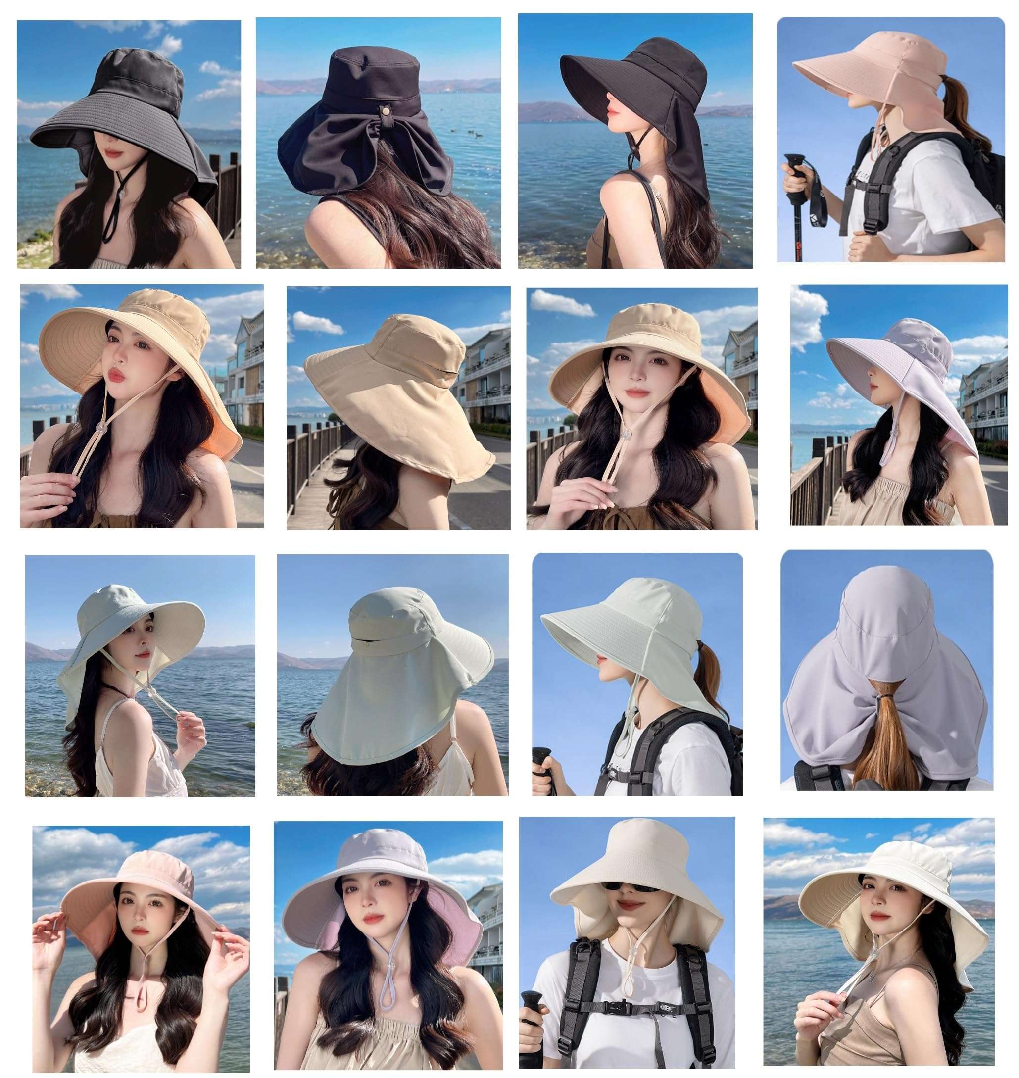 Haimeirui Wide Brim Sun Hat for Women UPF 50+ Bucket Beach Essential Visor Beach Outings Hiking Gardening Camping Travel Hats (US, Alpha, Large, Beige) 3