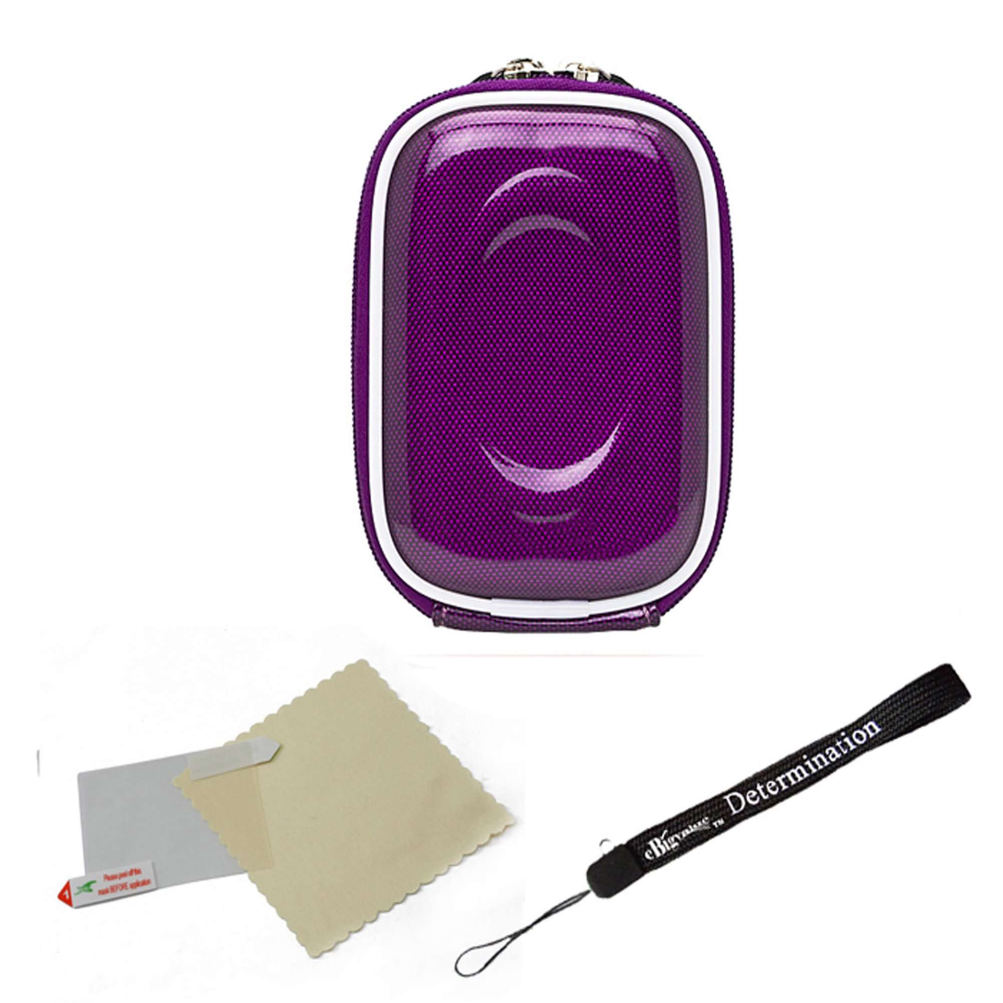 Carbon Fiber Purple Carrying Case for Casio EXILIM EX H15 EX H20G EX Z35 EX Z550 EX Z800 EX Z2000 EX Z2300 Point and Shoot Digital Camera Tripod and Screen Protector 1