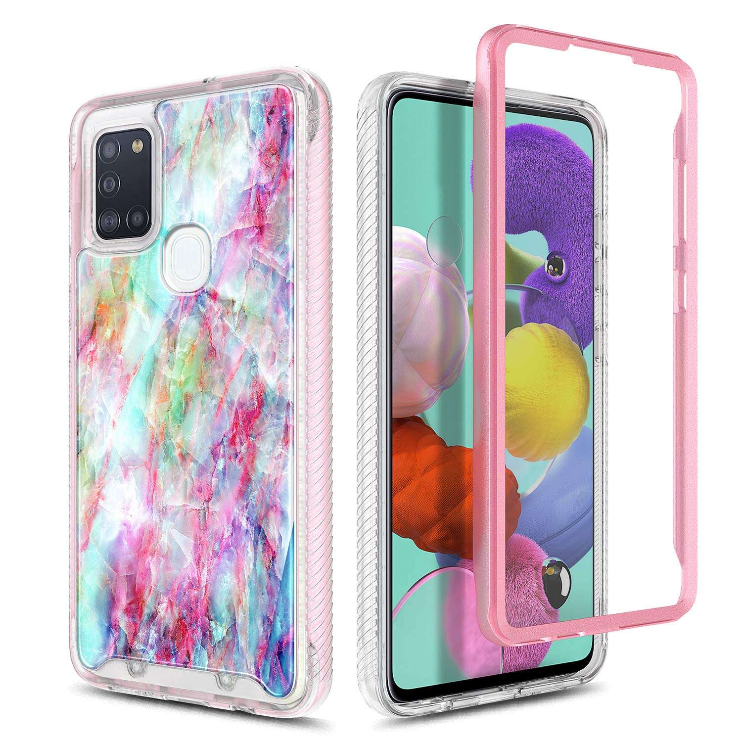 E-Began Case for Samsung Galaxy A21s (Not Fit A21), Full-Body Protective Rugged Bumper Cover with Built-in Screen Protector, Shockproof Impact Resist Phone Case -Marble Design Fantasy 5
