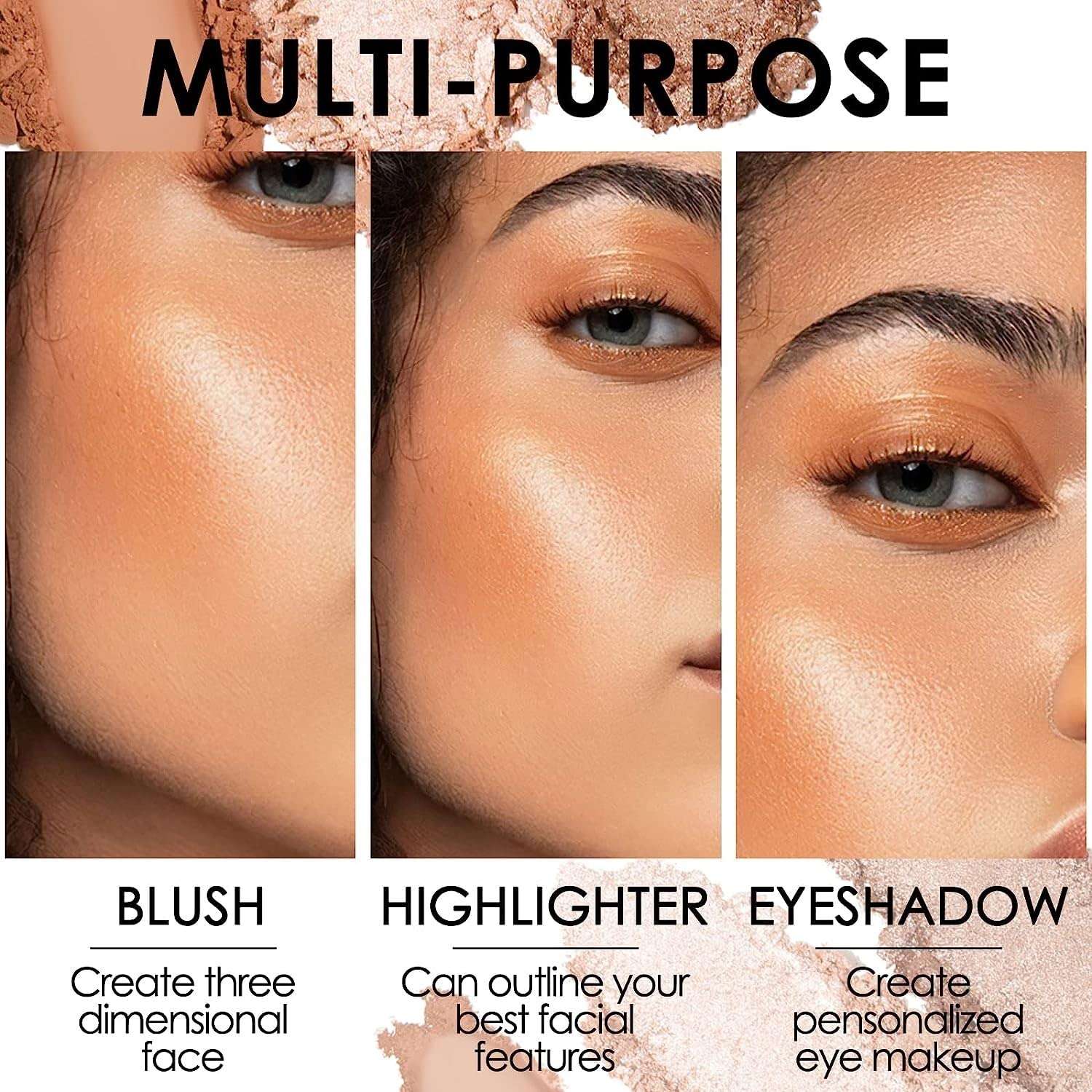 WECHARMERZ Highlighters Eyeshadow Glitter Face Illuminator Eye Shadow Shimmer Long Lasting 3