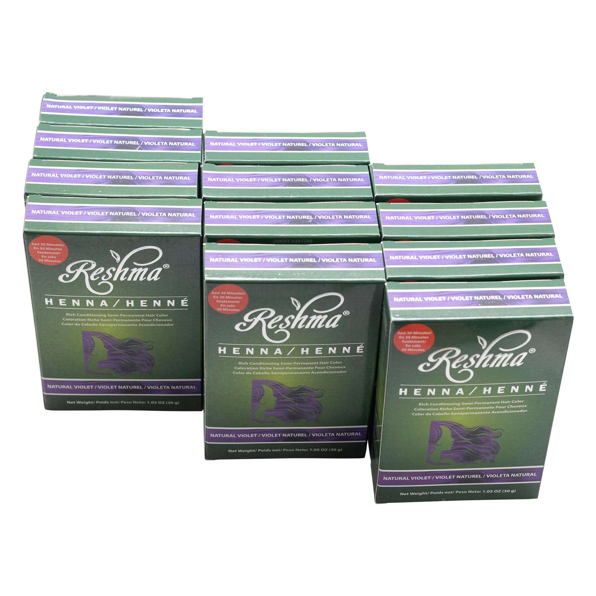 Reshma Beauty 30 Minute Henna Hair Color Infused with Natural Henna, For Soft Shiny Hair Henna Hair Color/Dye, 100% Gray Coverage, Semi-Permanent Ayurveda Hair Product, 12.6 oz, Pack of 12 (Violet) 1