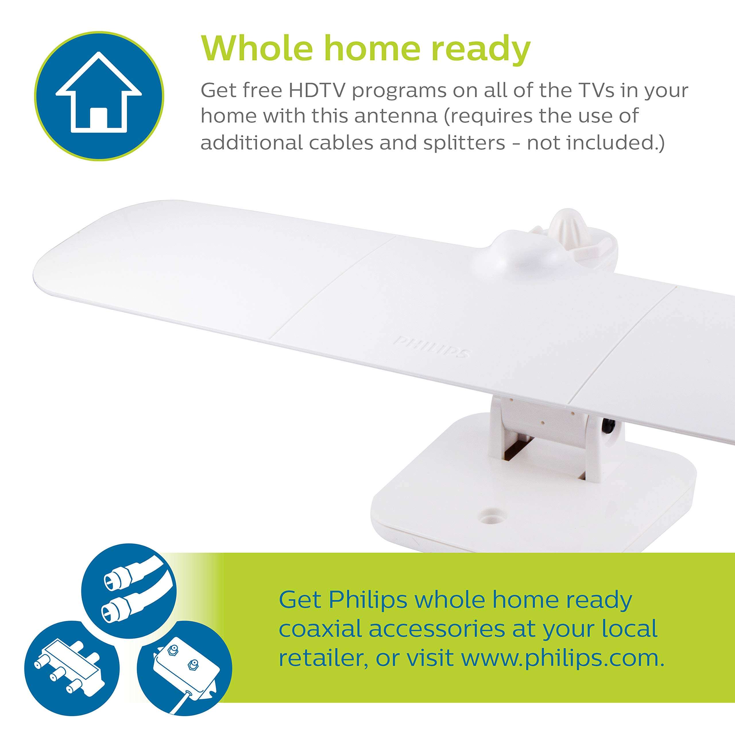 Philips Wing Mobile TV Antenna, Indoor Outdoor Attic Mount, Perfect for Tailgating and Camping, Long Range Antenna, Supports 4K 1080P VHF UHF, Compact Design, Smart TV Compatible, Black, SDV8412B/27 3