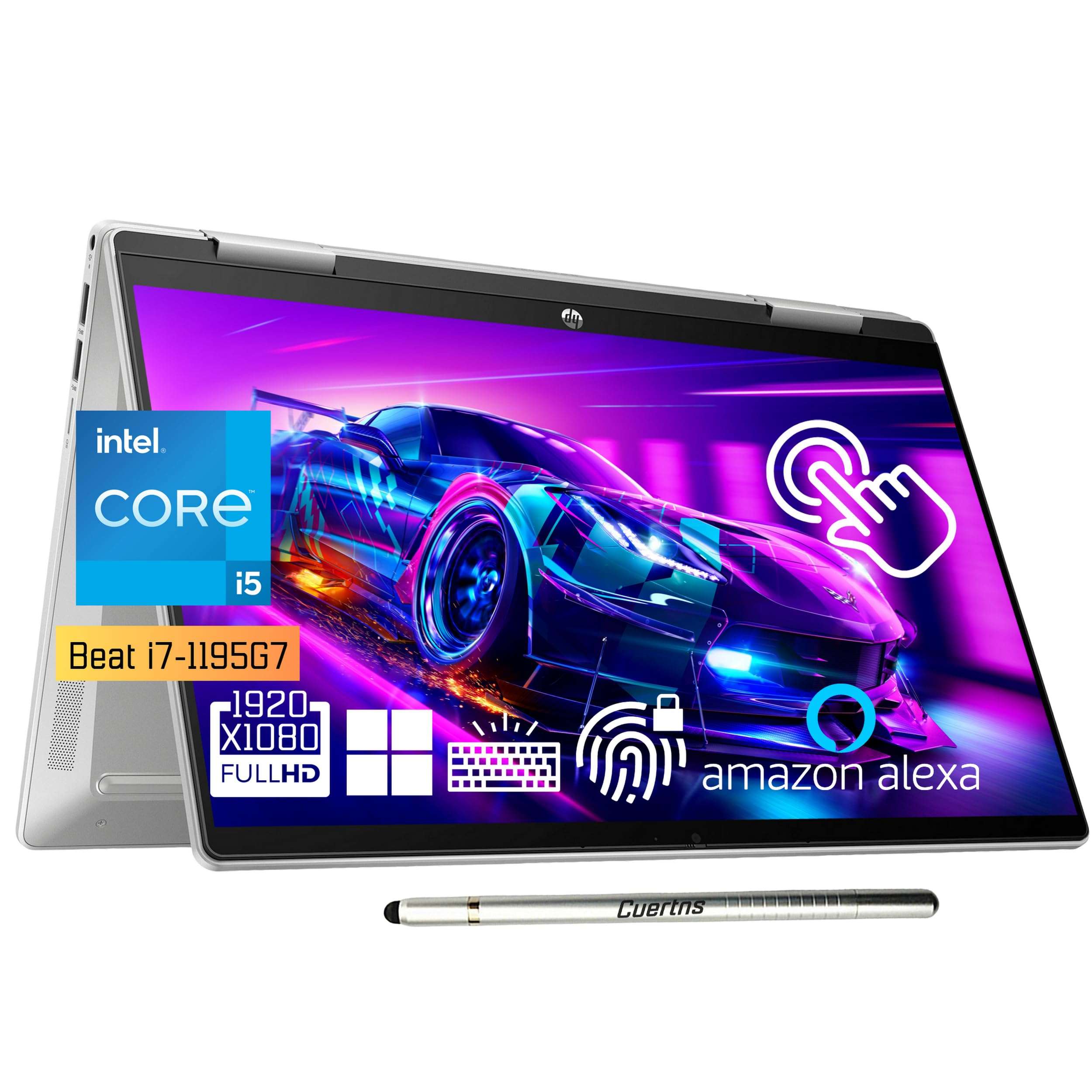 HP Pavilion x360 2 in 1 Laptop, 14" FHD Touchscreen, 12th Gen Intel 10-Core i5-1235U(Beat i7-1195G7), 8GB RAM - 2TB SSD, Stylus, Backlit Keyboard, Fingerprint, Alexa, WiFi 6, Windows 11 Home, Silver 1