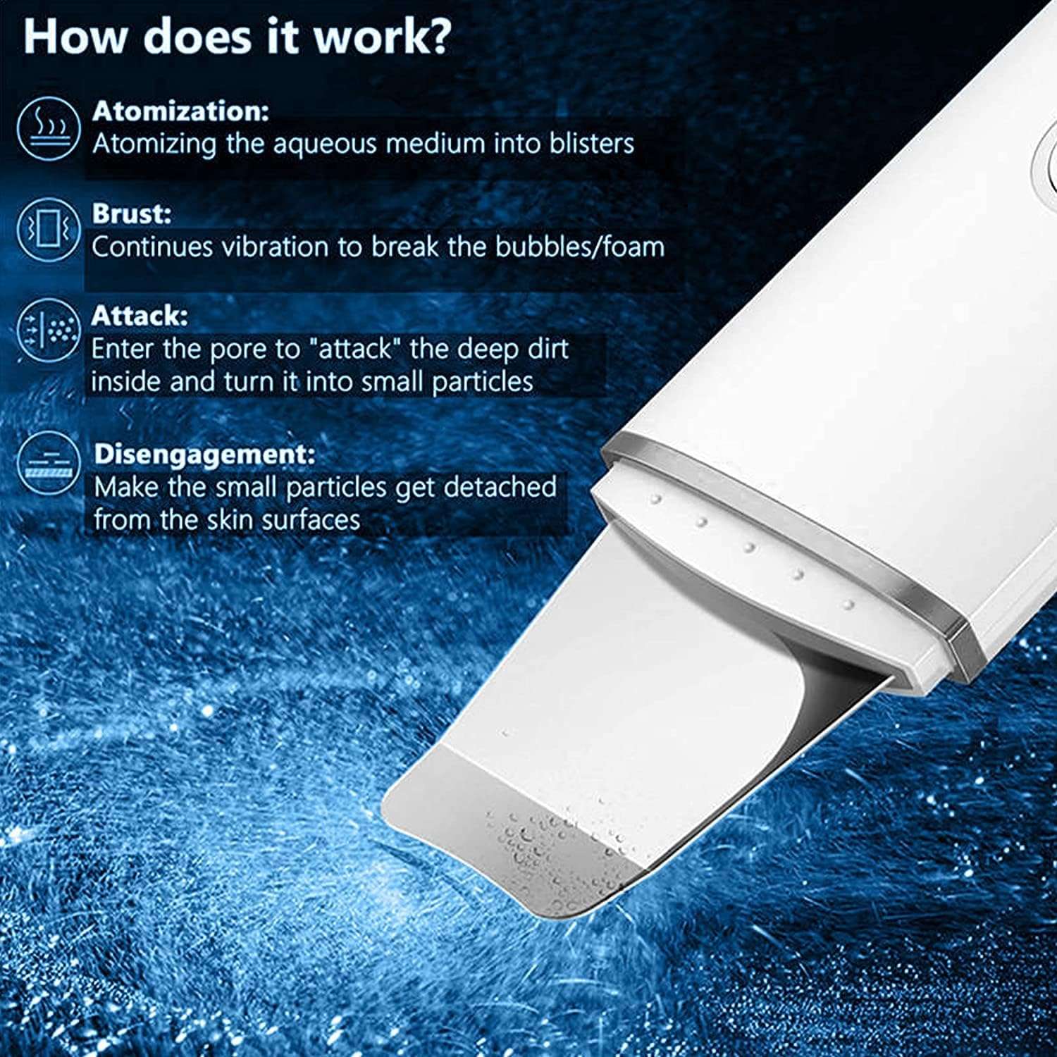 White heads and Blackhead Removal Tool | Ultrasonic Facial Kit Skin Scrubber Machine and Pores Cleanser with 3 Modes 5