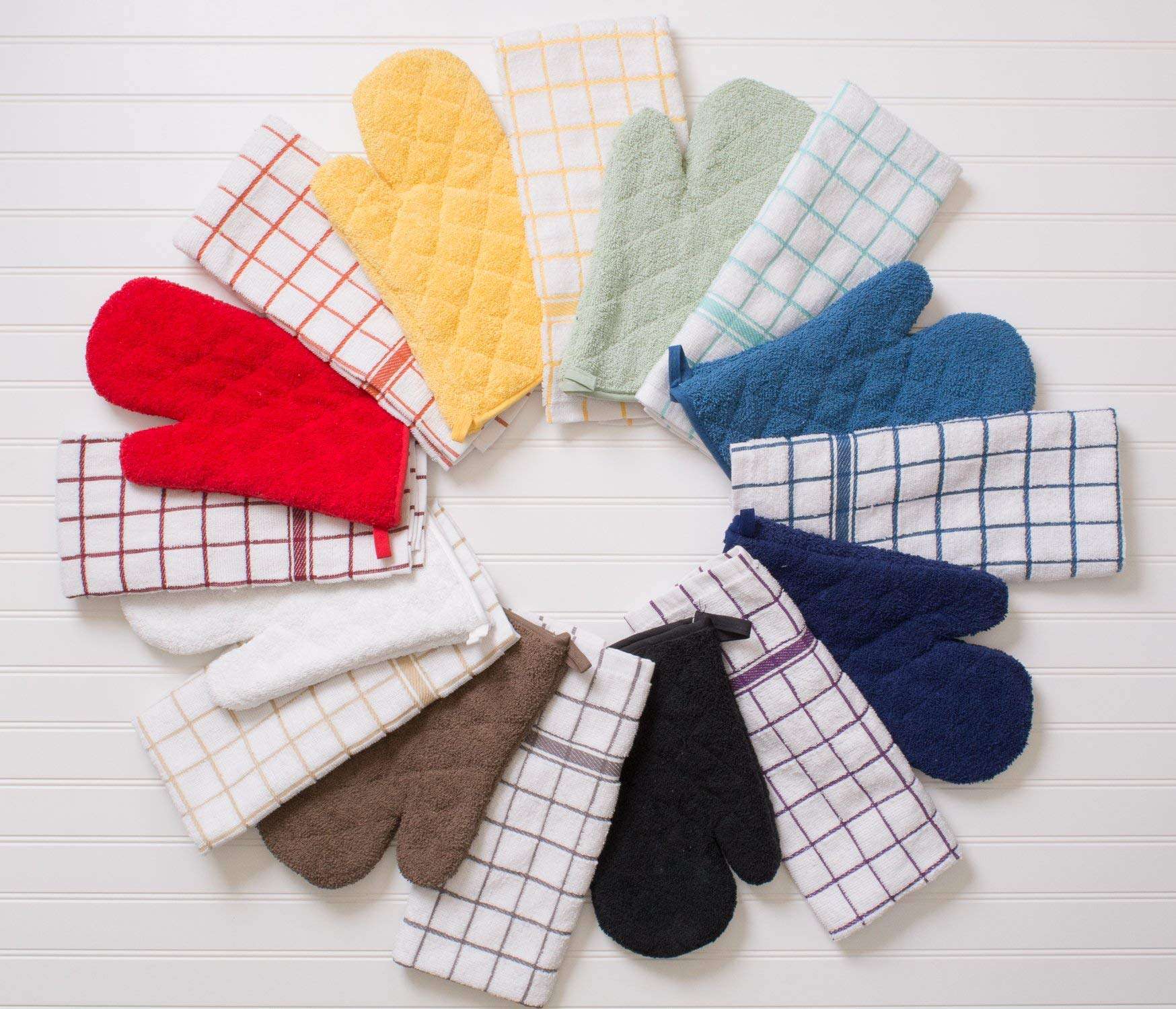 WorldCare® Cotton Terry Windowpane Dish Towels, 16 x 26" Set of 4, Machine Washable and Ultra Absorbent Kitchen Bar Towels-Pebble Check 4