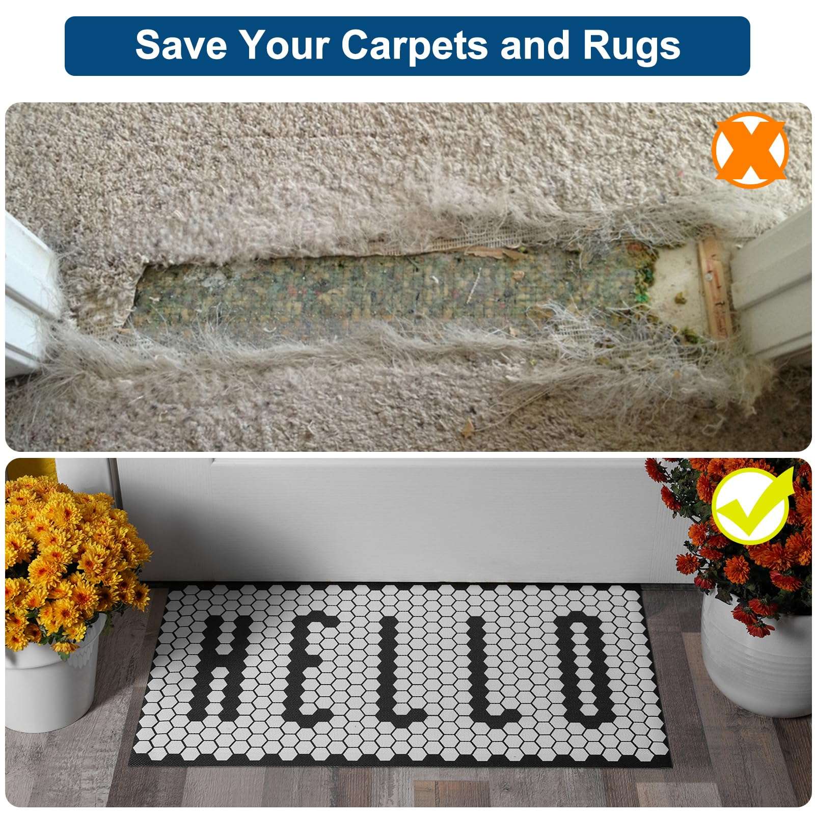 uxcell Cat Carpet Protector, 8.2Ft Long x 12.2 Inch Width Plastic Pet Scratch Stopper for Carpet, Easy to Cut, Non-Slip Floor Runner from Scratching Rugs at Doorway, Clear 5