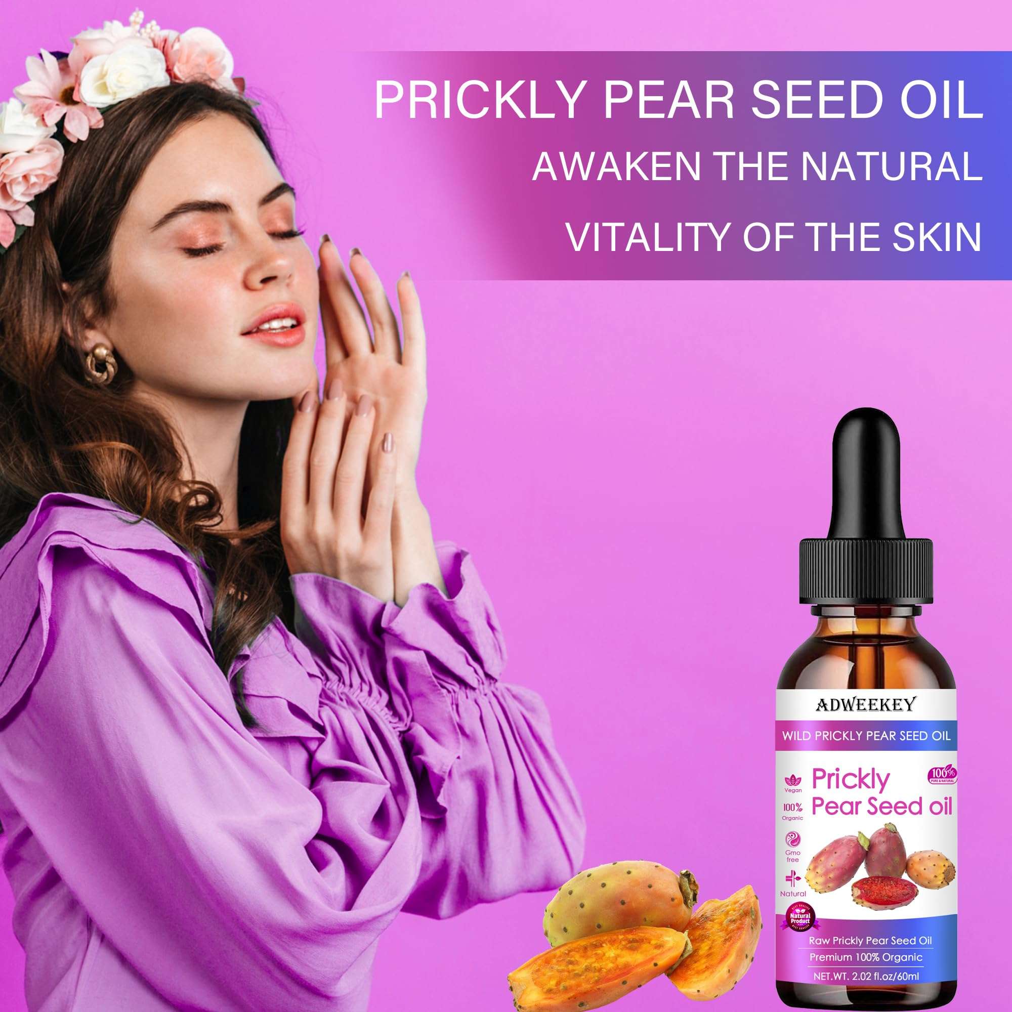 Prickly Pear Seed Oil 2.02fl.oz-100% Pure Organic, Extra Virgin, Cold-Pressed Prickly Pear Cactus Seed Oil for Face, Body & Hair Rich in Vitamins & Antioxidants for Deep Moisture & Skin Rejuvenation 3