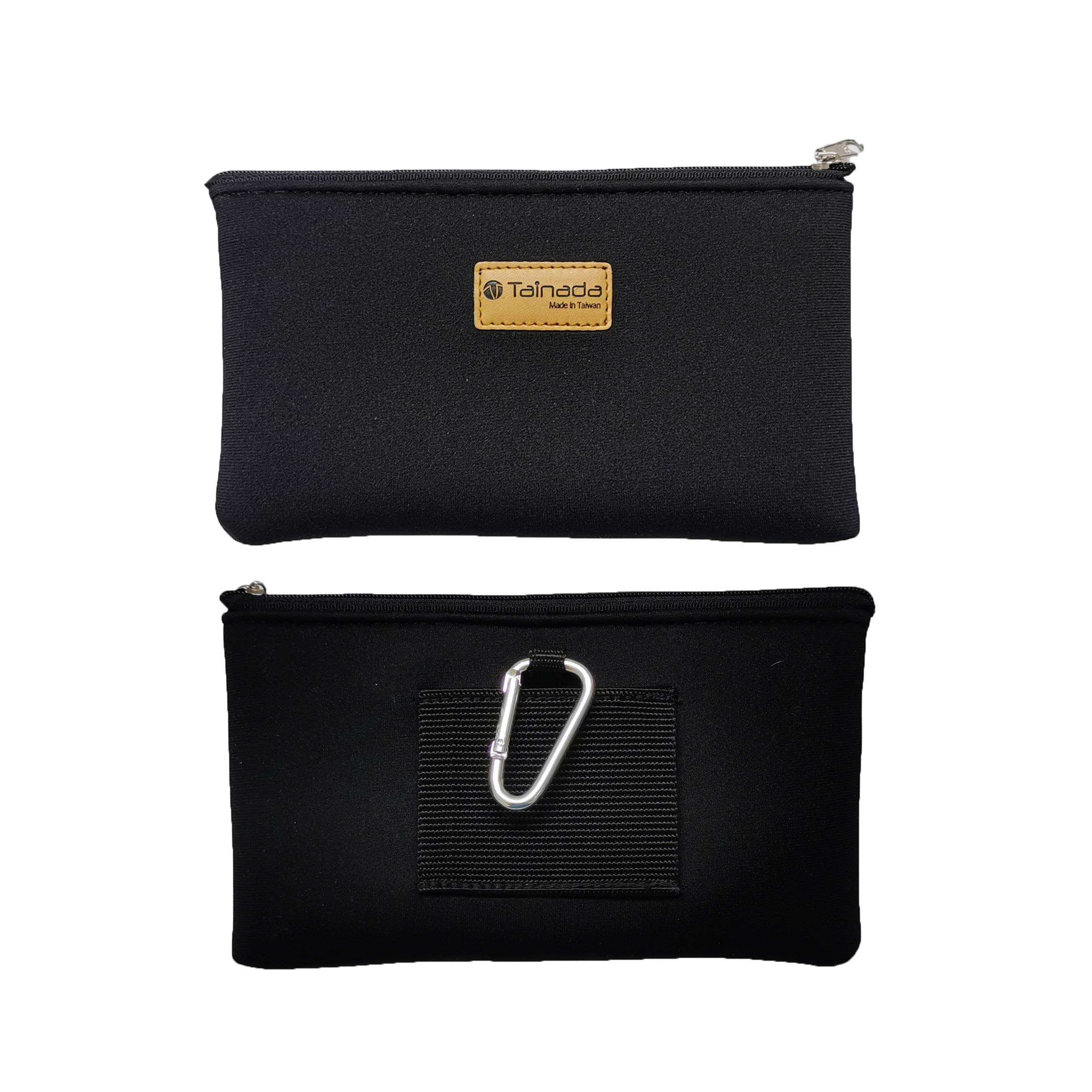 Tainada Men Women Horizontal Phone Neoprene Shockproof Zipper Carry Case Bag Pouch with Belt Loop Holster & Carabiner Compatible with Most of Smartphones (Black) 1