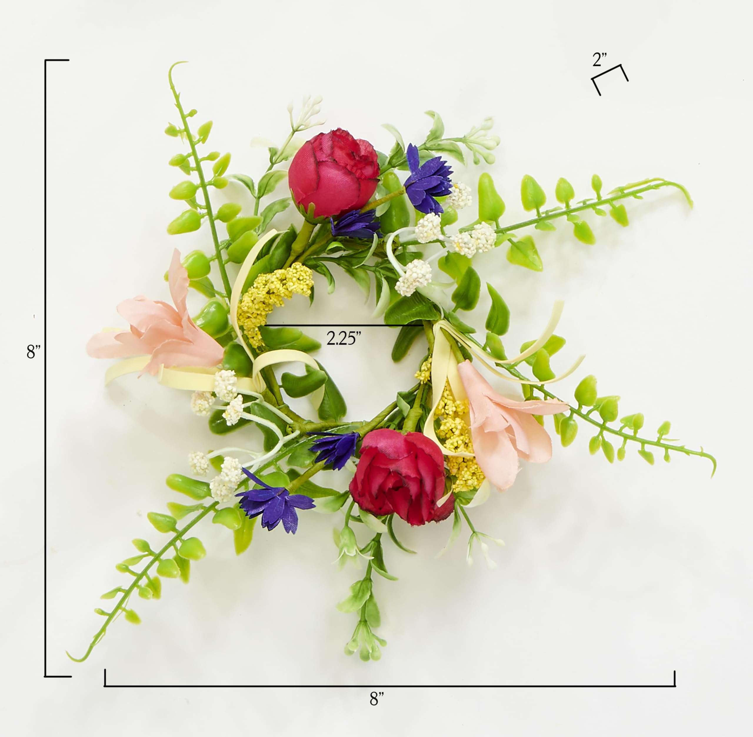 Worth Imports 2.25" Wild Artificial Multicolor Spring Flower Candle Ring, Napkin Ring Set of 4 4
