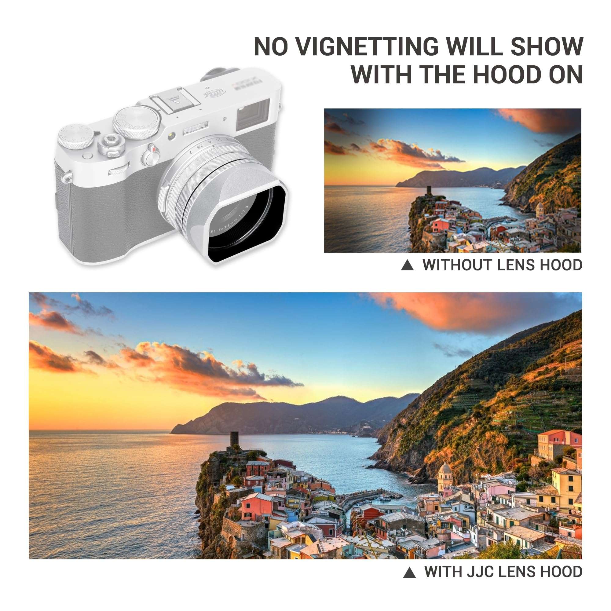 JJC Lens Hood for Fuji Fujifilm X100VI X100V X100 VI V Camera Accessories, Classic Square Metal Protection Hood with 49mm Filter Adapter Ring and Cap, Prevents Glare & Eliminates Vignetting (Black) 6