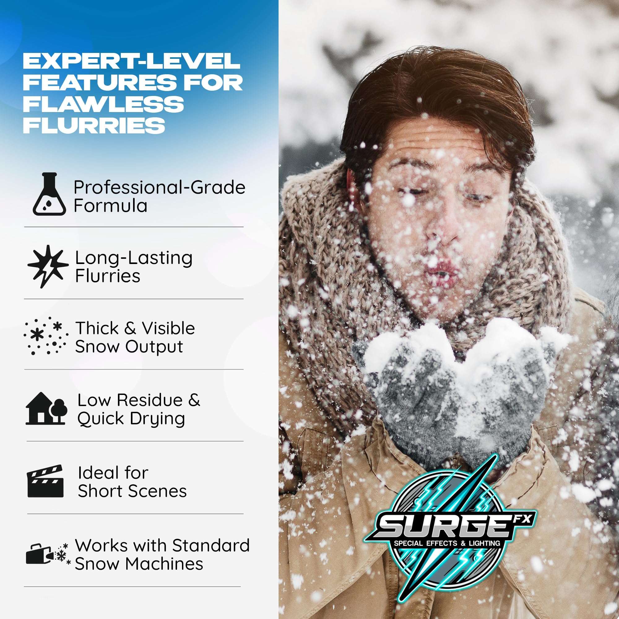 SurgeFX SNO Tundra Snow Machine Fluid – Long-Lasting Snow Solution, Water-Based Snow Juice & Liquid for Snow Machines, Indoor & Outdoor Artificial Snow Effect, 1 Gallon 5