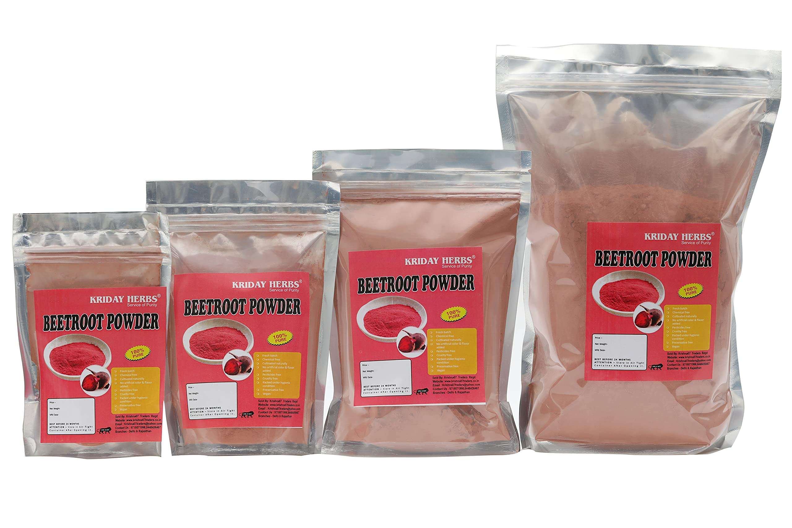 KRIDAY HERBS Beetroot Powder for Skin & Hair Care Helps Brighten Skin and Nourish Hair Follicles & Scalp, Pure & Natural, 1Kg 4