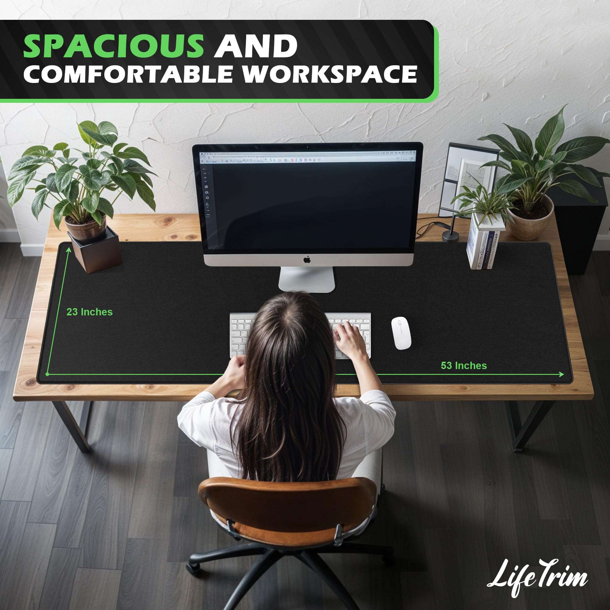 LifeTrim 55” x 23” XXL Mouse Pad Gaming 5mm Thick Extended Keyboard Mat Full Desk Cover Pad XXL Mat Giant Extra Large Gaming Mouse Pad XXXL Mousepad Black Large Desk Mats Deskpad 5