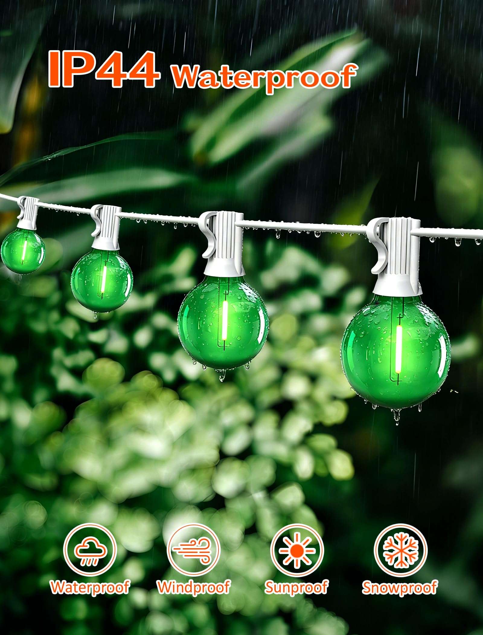 25 Pack Green G40 LED Bulbs, Commercial Grade E12 Base Replacement Bulbs for Outdoor Patio String Lights - 0.6W LED Globe Light Bulb (5W Equiv), Shatterproof Plastic for Holiday & Events (120V) 4